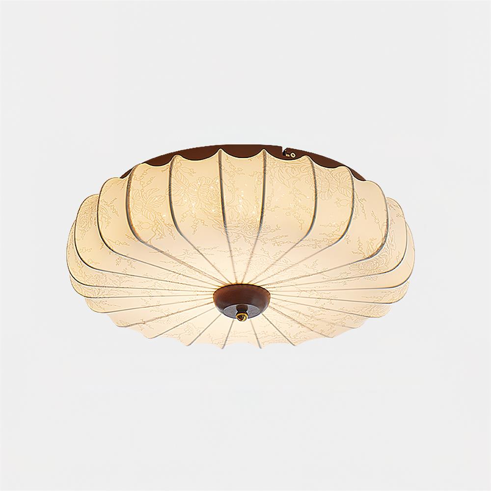 Deckenleuchte Stoff Schirm Gefeilt Lotus Form Holz Baldachin-Letslighting