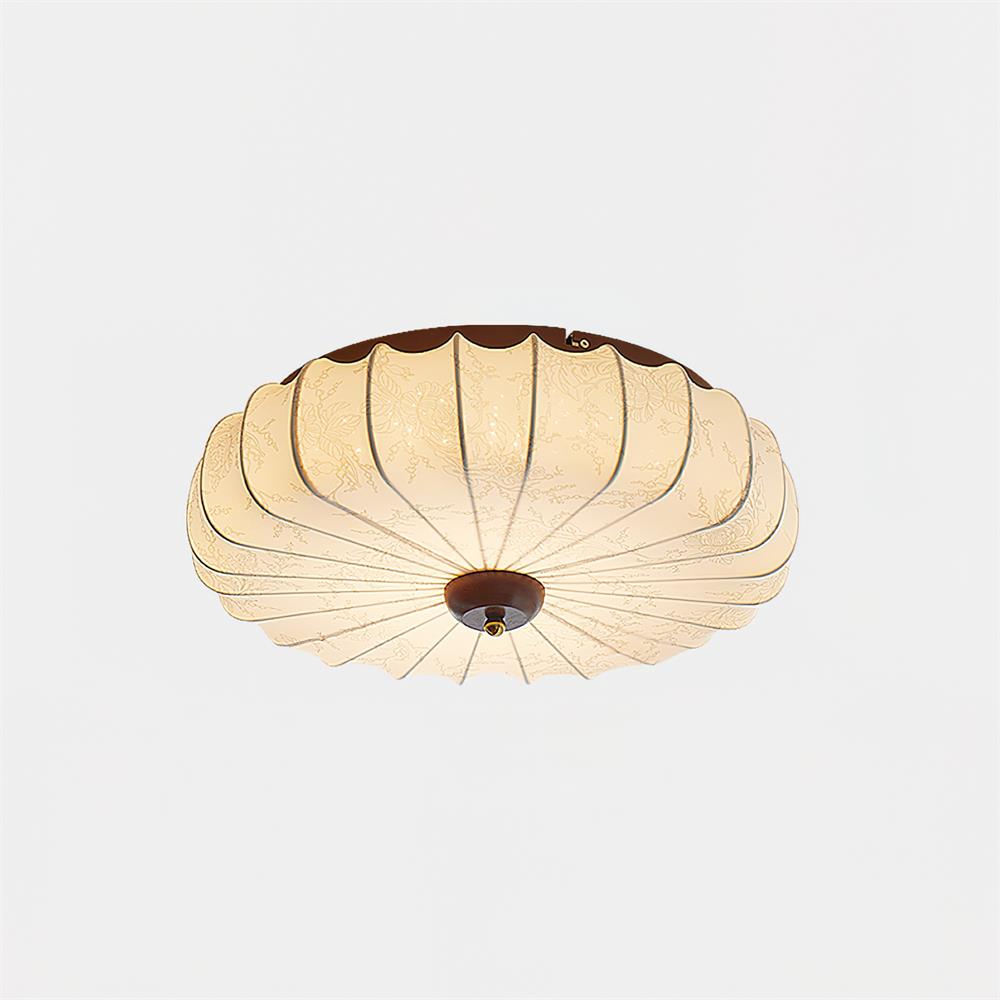 Deckenleuchte Stoff Schirm Gefeilt Lotus Form Holz Baldachin-Letslighting