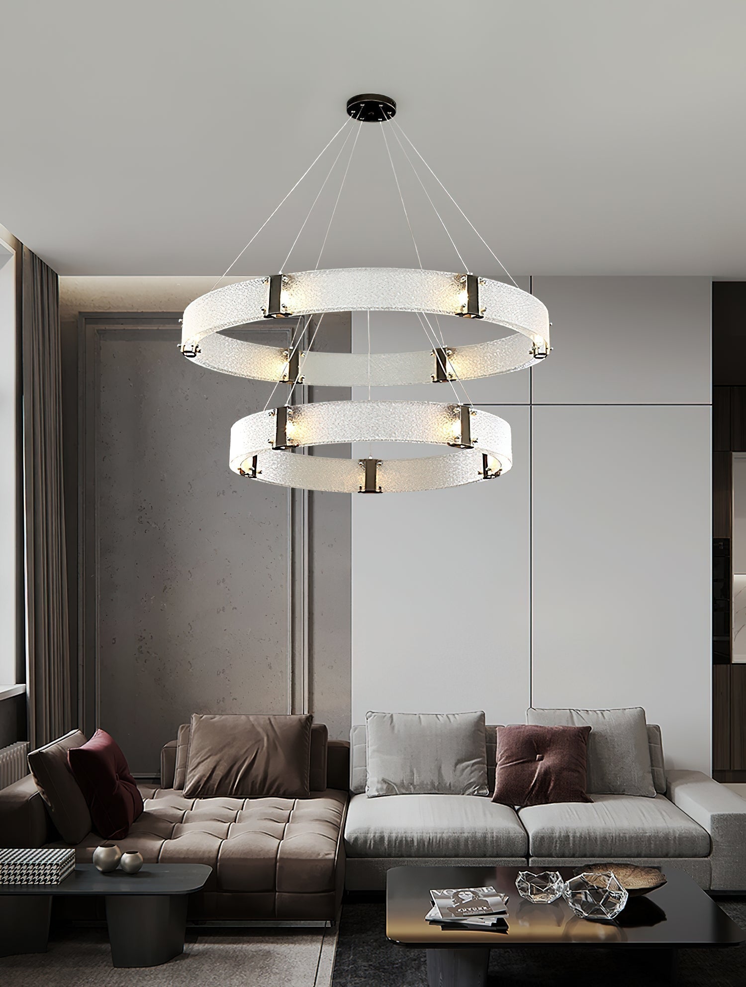 Parallel Eleganter Ring-Glas-Kronleuchter-Letslighting