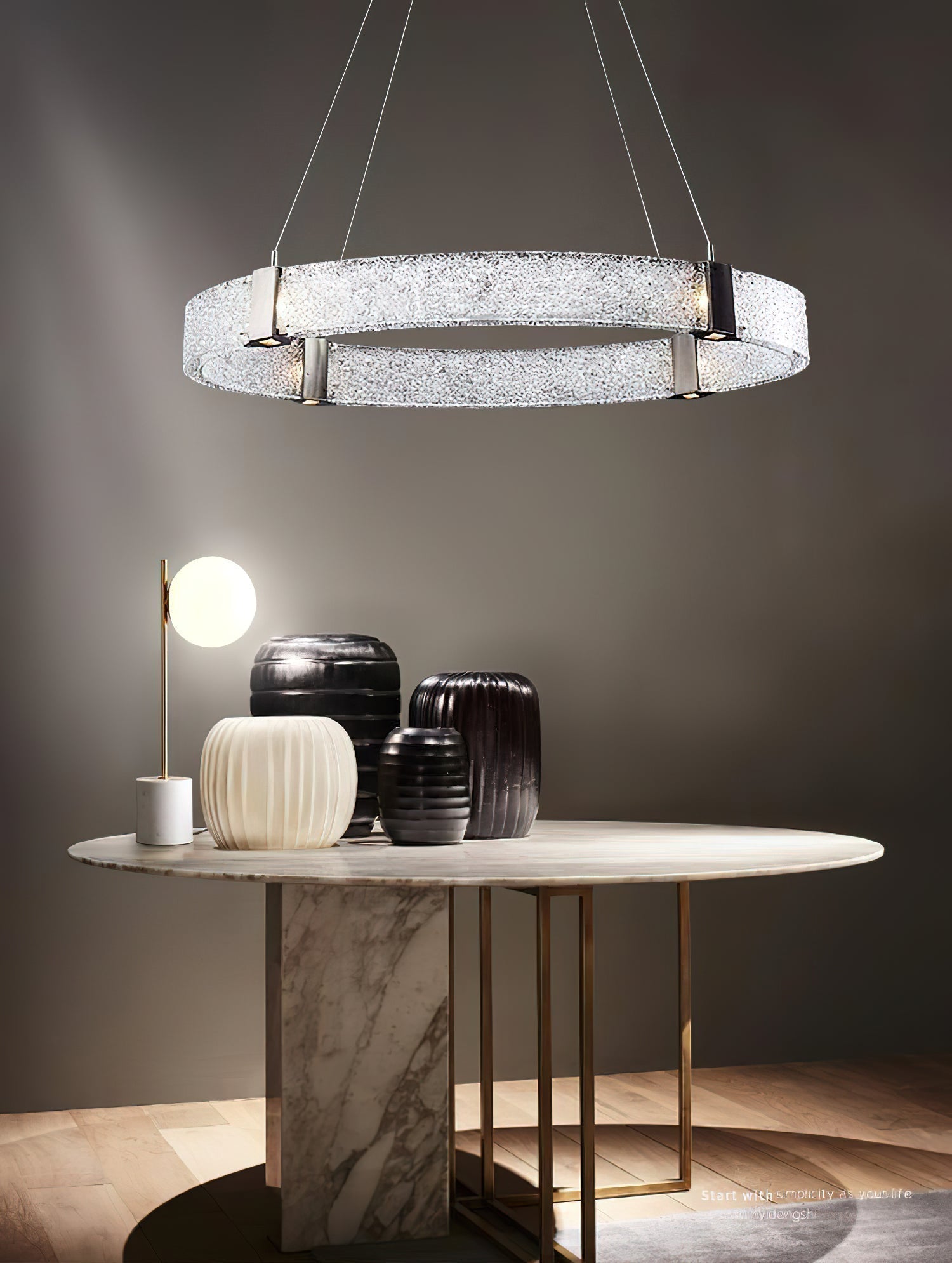 Parallel Eleganter Ring-Glas-Kronleuchter-Letslighting