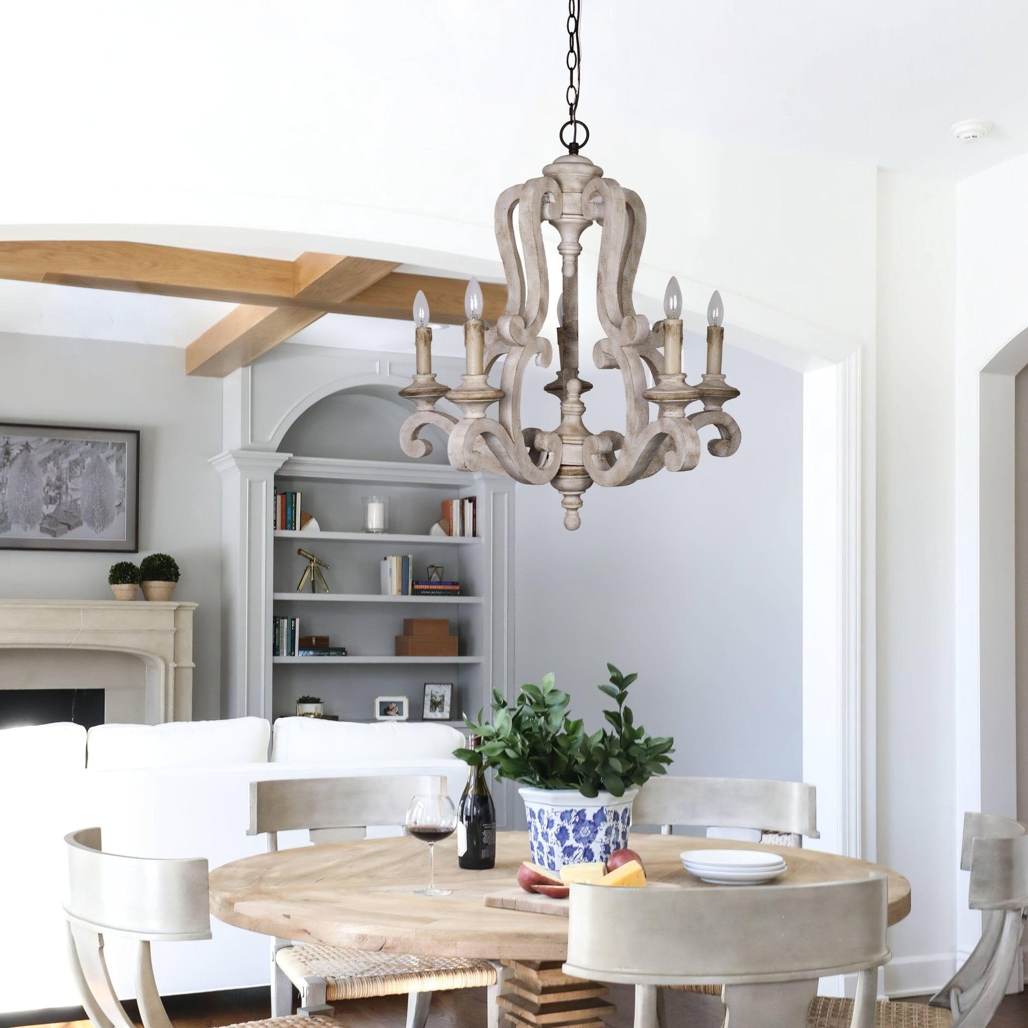 Lustra Kronleuchter Holz Kerzen Mid-Century-Letslighting