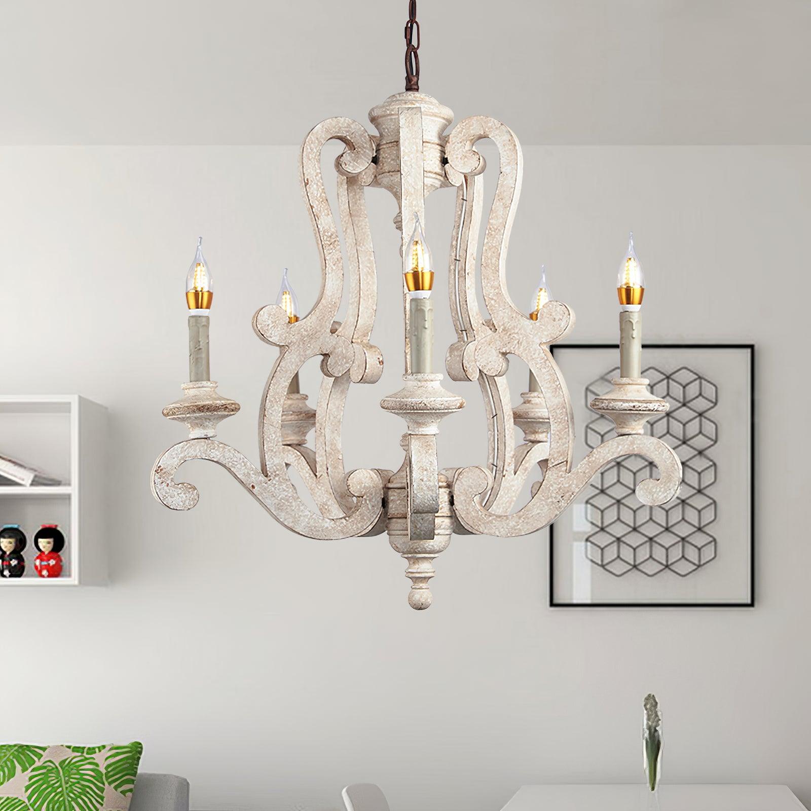 Lustra Kronleuchter Holz Kerzen Mid-Century-Letslighting