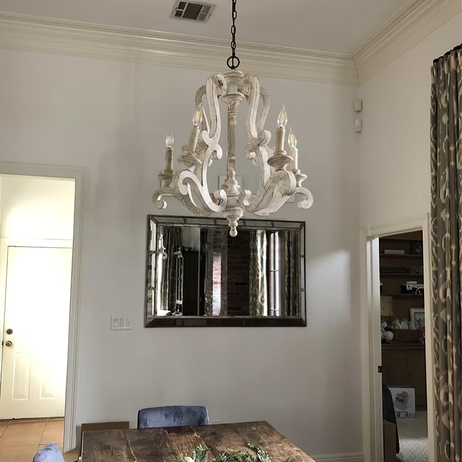 Lustra Kronleuchter Holz Kerzen Mid-Century-Letslighting