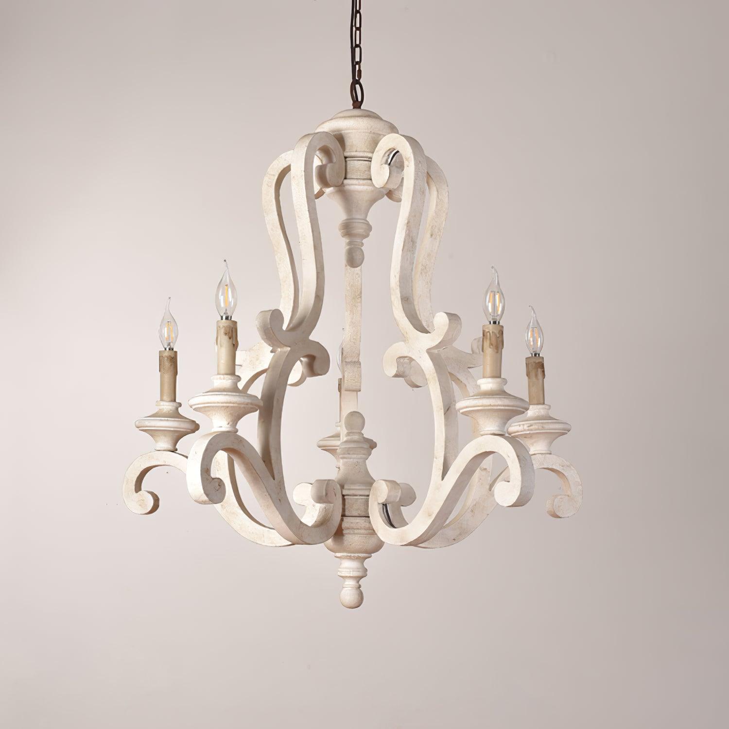 Lustra Kronleuchter Holz Kerzen Mid-Century-Letslighting