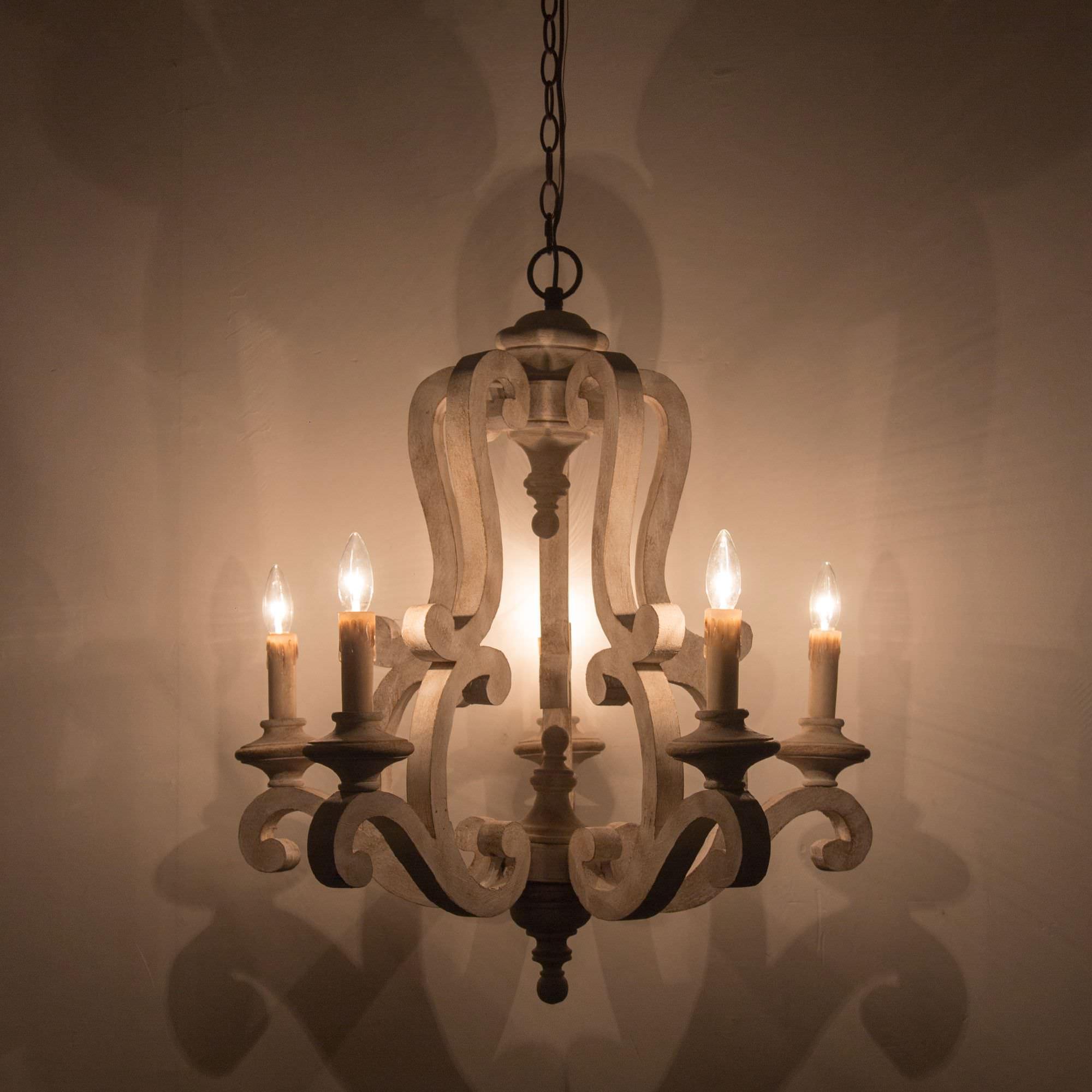 Lustra Kronleuchter Holz Kerzen Mid-Century-Letslighting