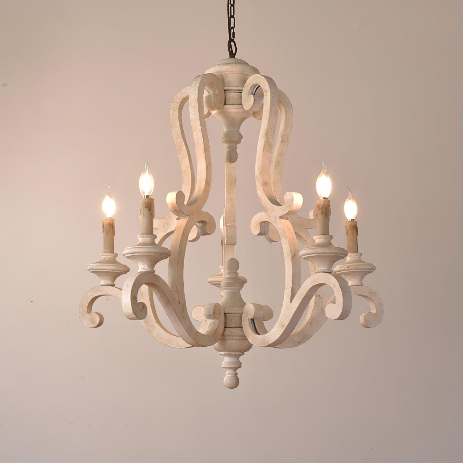 Lustra Kronleuchter Holz Kerzen Mid-Century-Letslighting