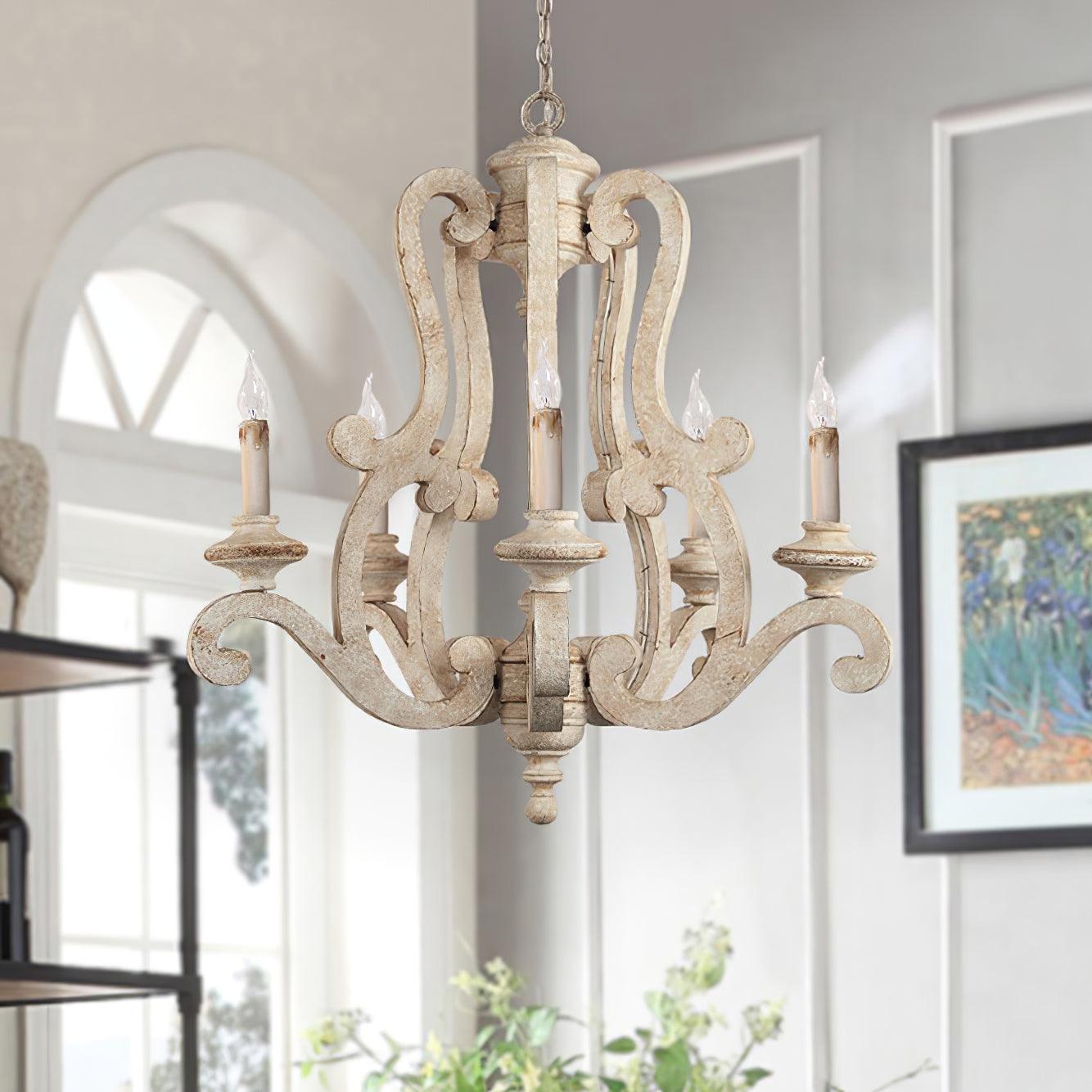 Lustra Kronleuchter Holz Kerzen Mid-Century-Letslighting