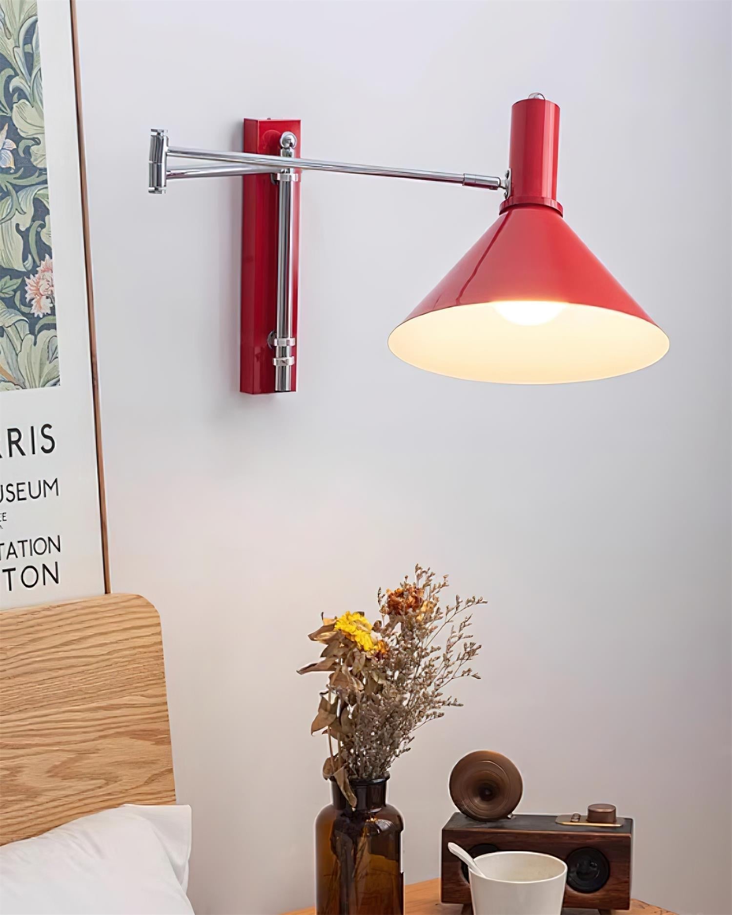 Wandleuchte Modern Verstellbar Metall Arm Rot Schirm Leselicht-Letslighting
