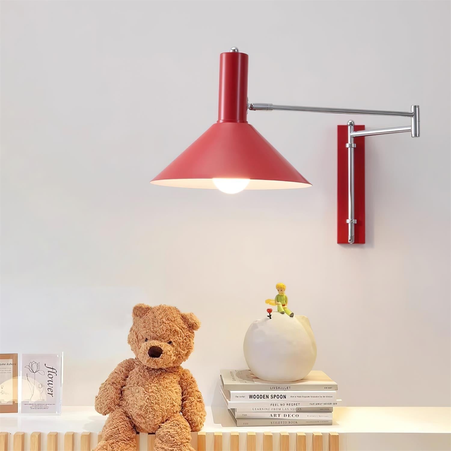 Wandleuchte Modern Verstellbar Metall Arm Rot Schirm Leselicht-Letslighting