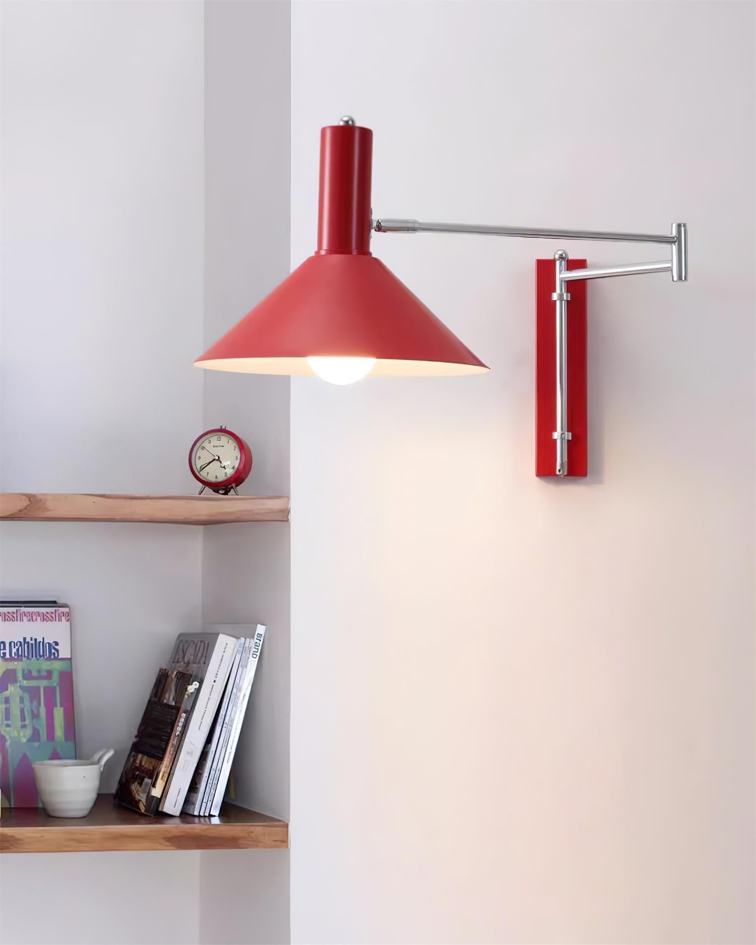 Wandleuchte Modern Verstellbar Metall Arm Rot Schirm Leselicht-Letslighting