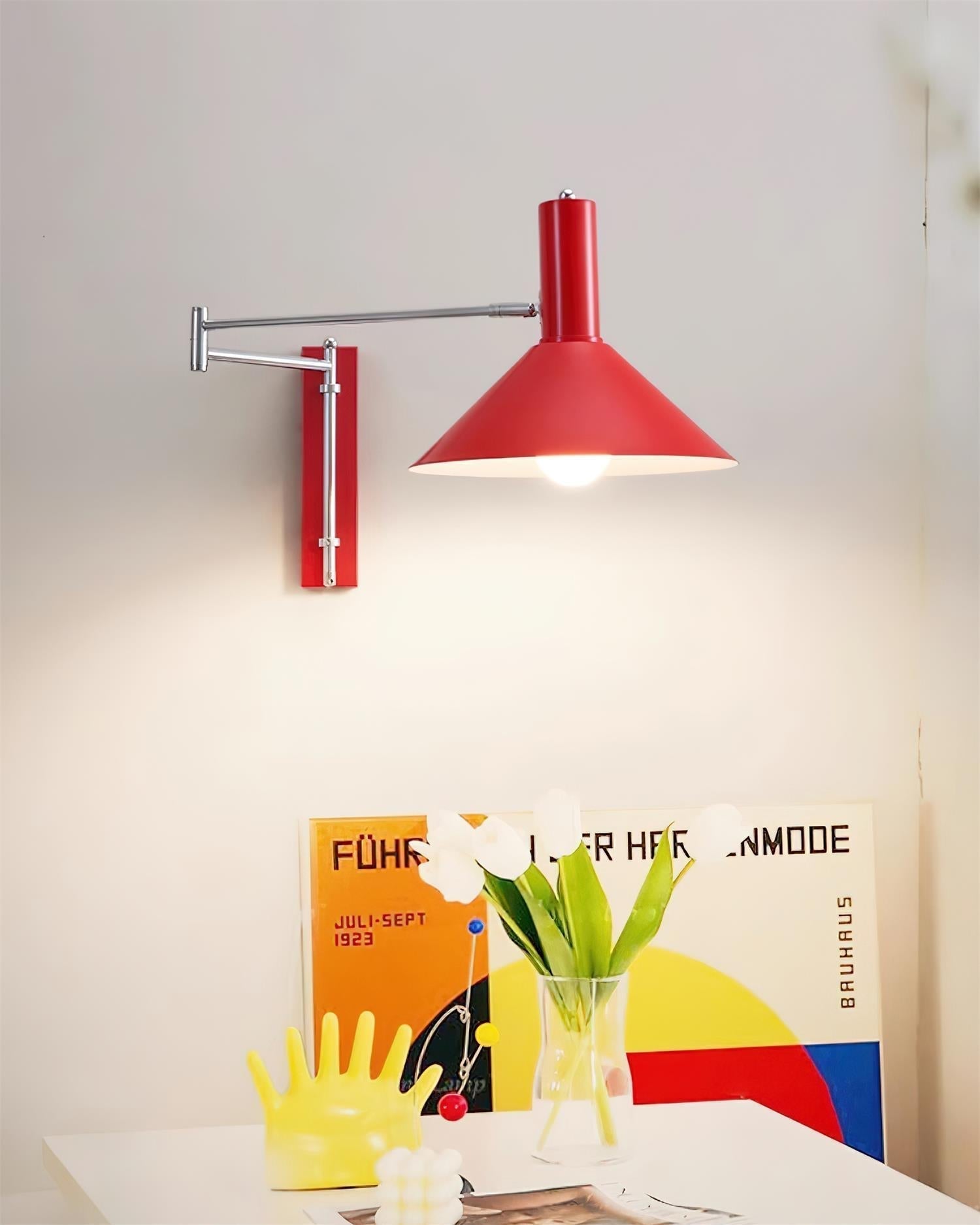 Wandleuchte Modern Verstellbar Metall Arm Rot Schirm Leselicht-Letslighting