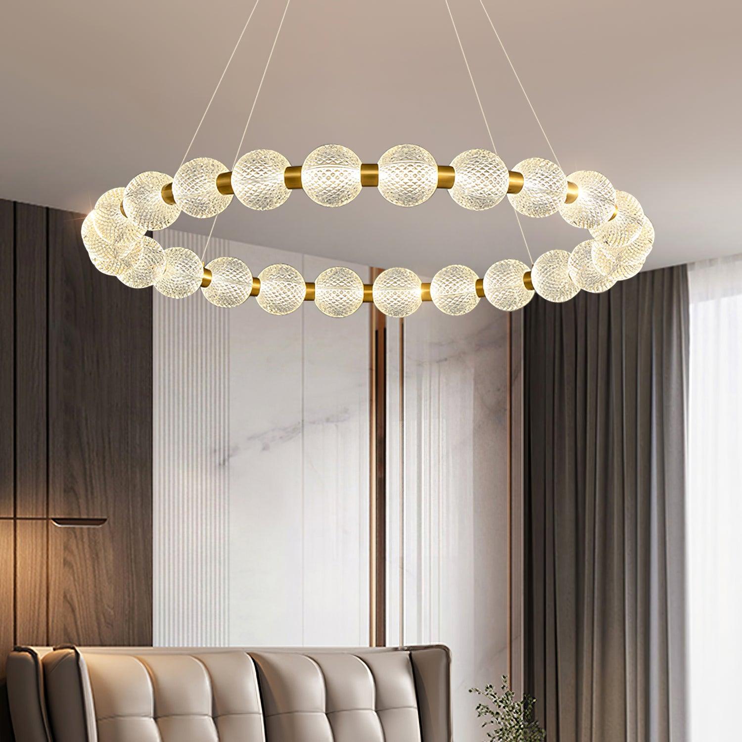 Lustra Kronleuchter Perle Gold Ring Elegant-Letslighting
