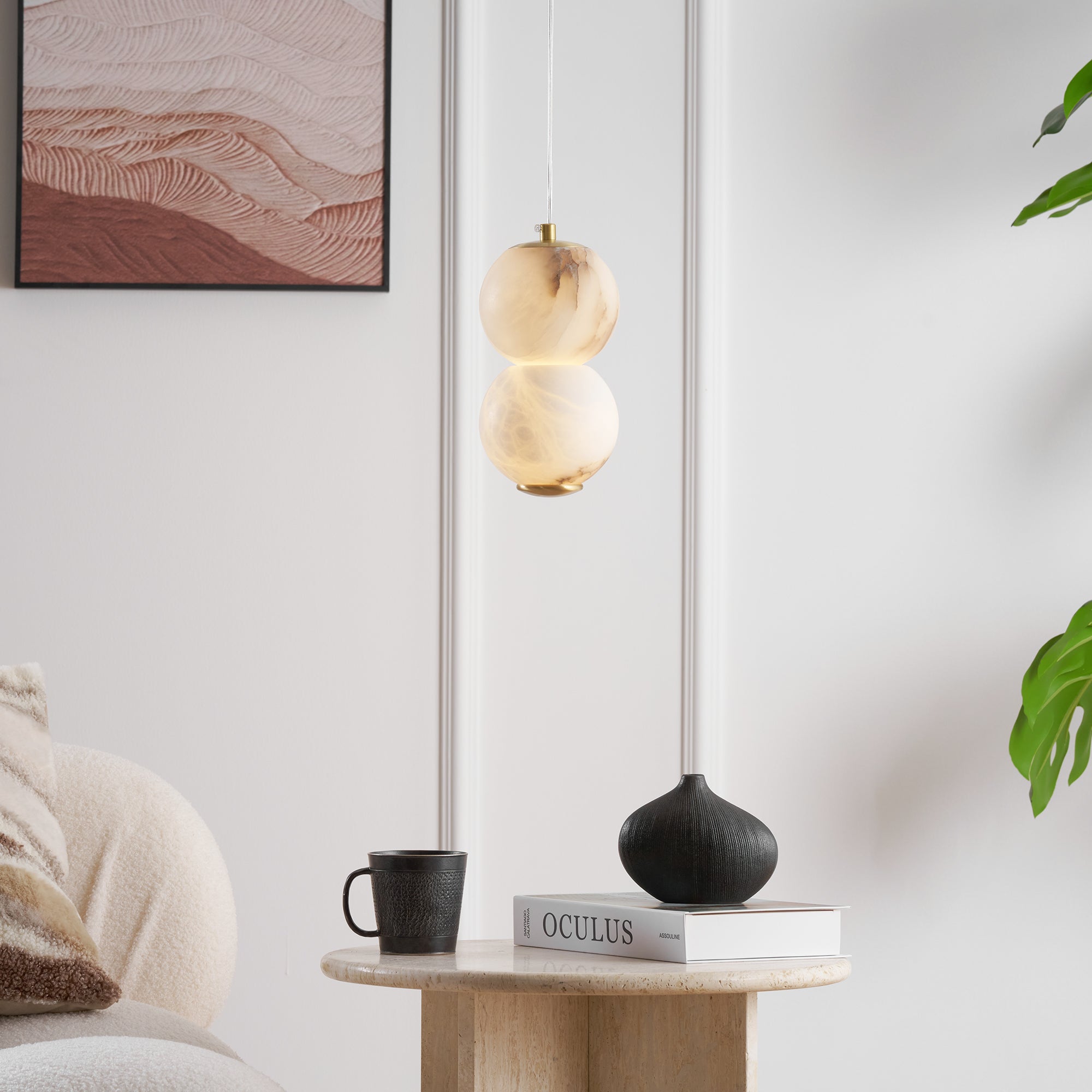 Elore Modern Minimalist Pearl Alabaster Pendant Light - Letslighting