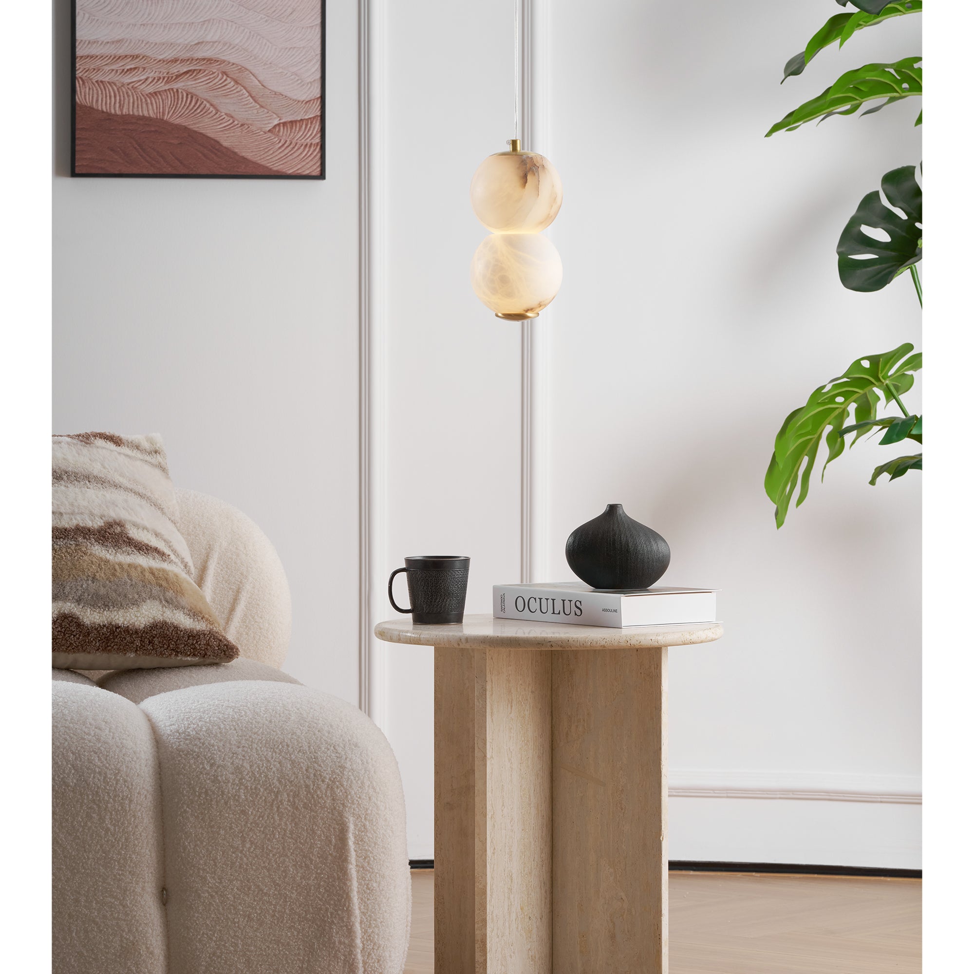 Elore Modern Minimalist Pearl Alabaster Pendant Light - Letslighting