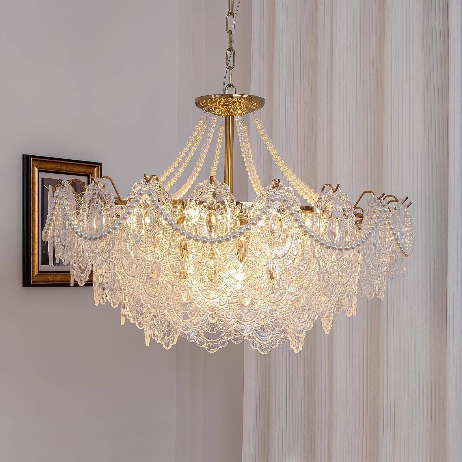 Lustra Kronleuchter Perlen Glas Luxus-Letslighting