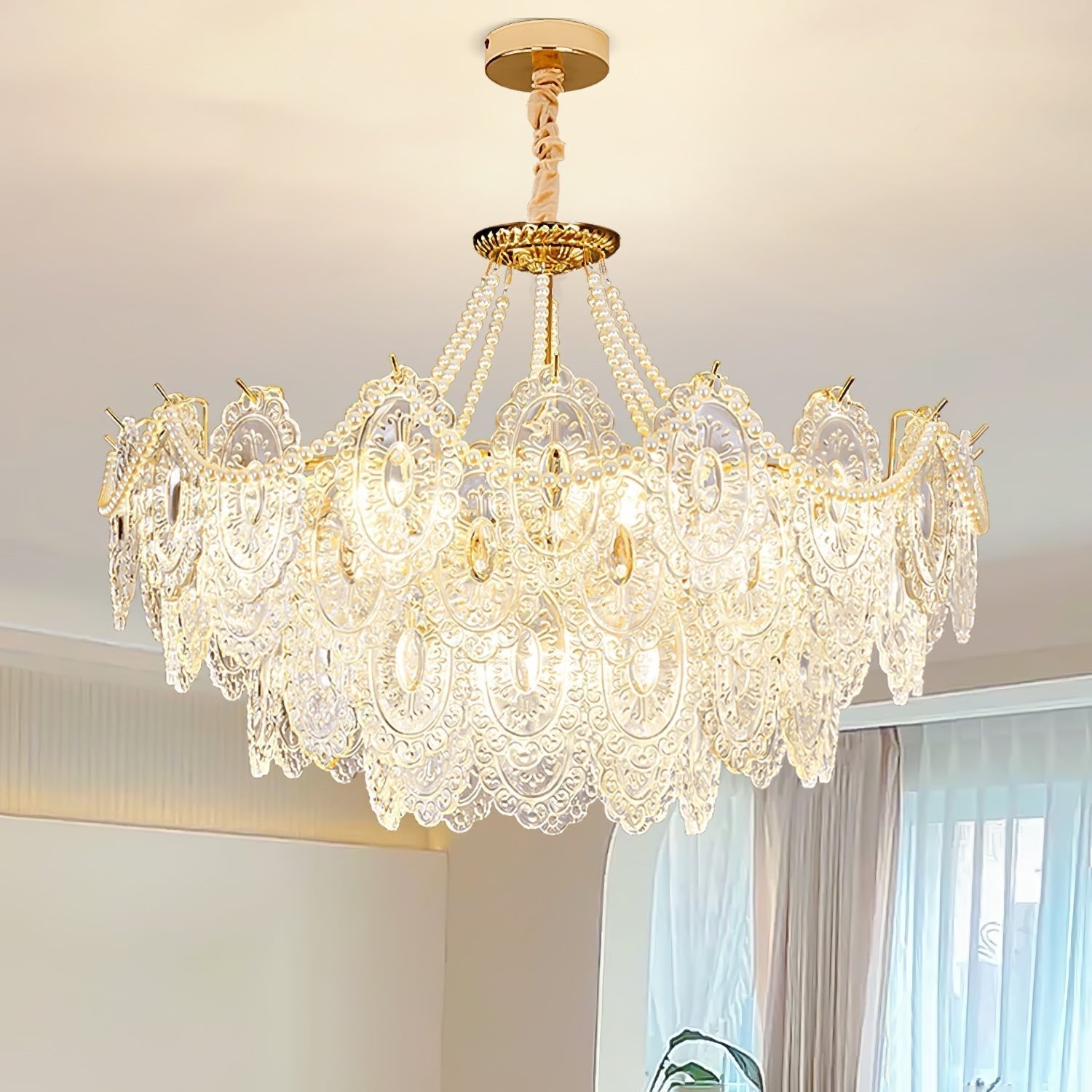 Lustra Kronleuchter Perlen Glas Luxus-Letslighting