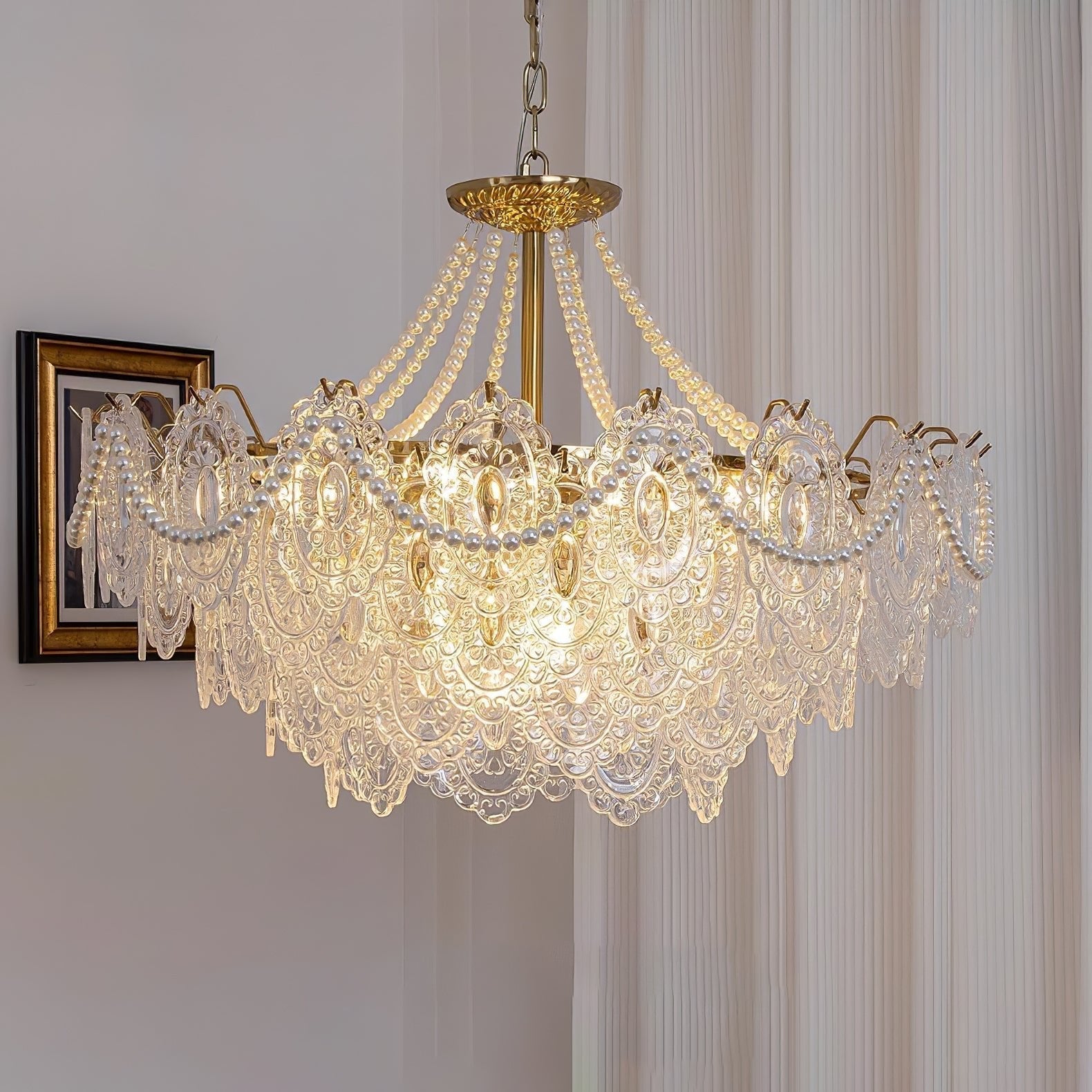 Lustra Kronleuchter Perlen Glas Luxus-Letslighting