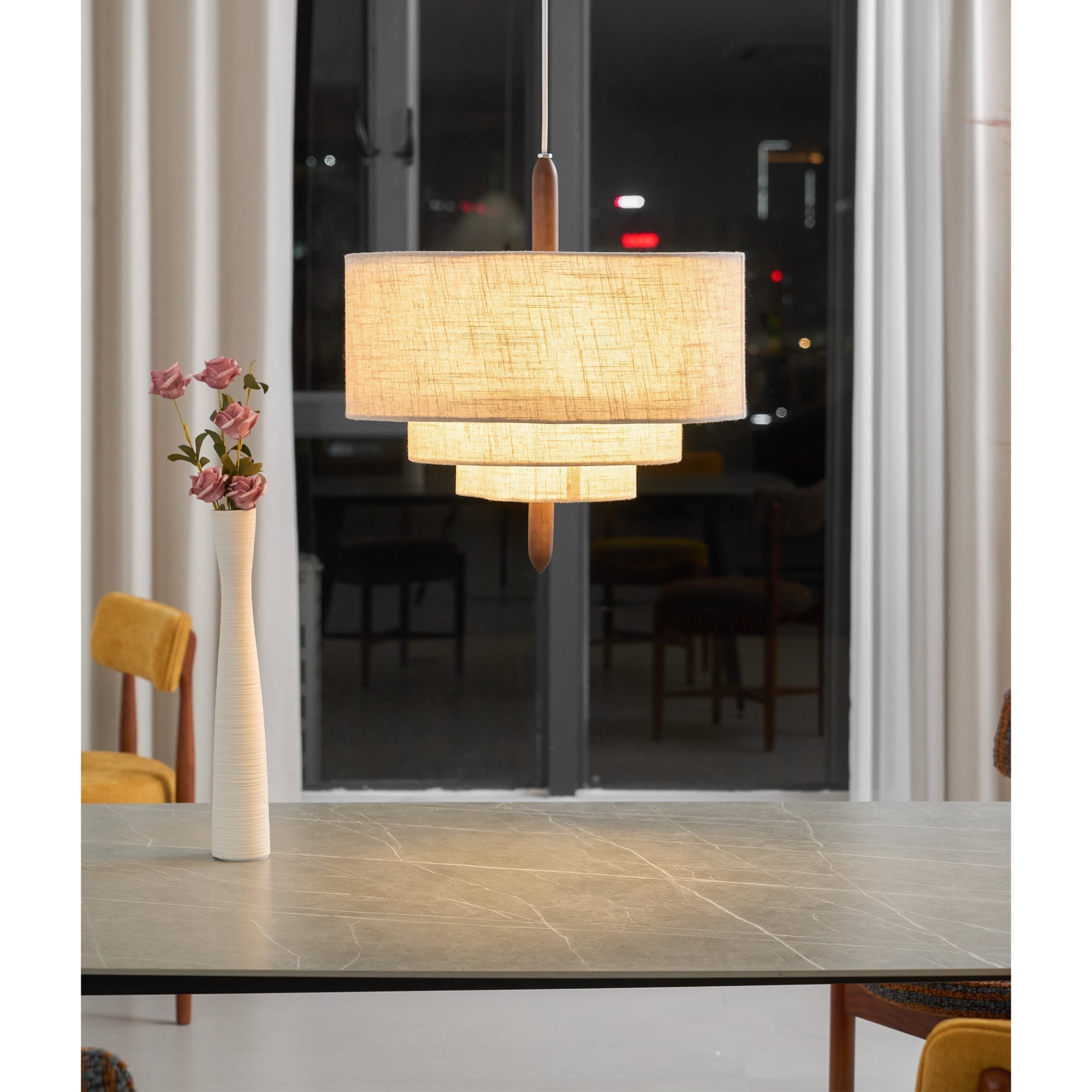 Altheus Stoff Premium Nordisch Kiesel Pendelleuchte-Letslighting