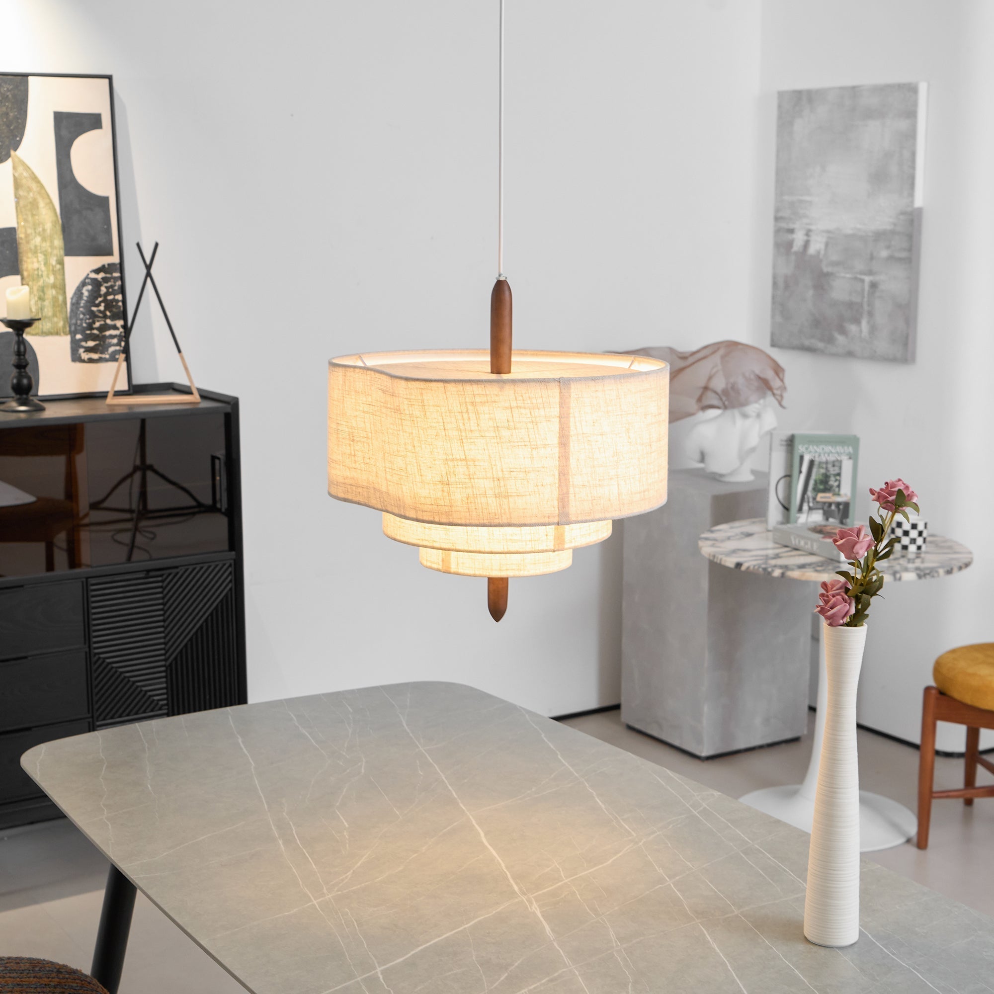 Altheus Stoff Premium Nordisch Kiesel Pendelleuchte-Letslighting