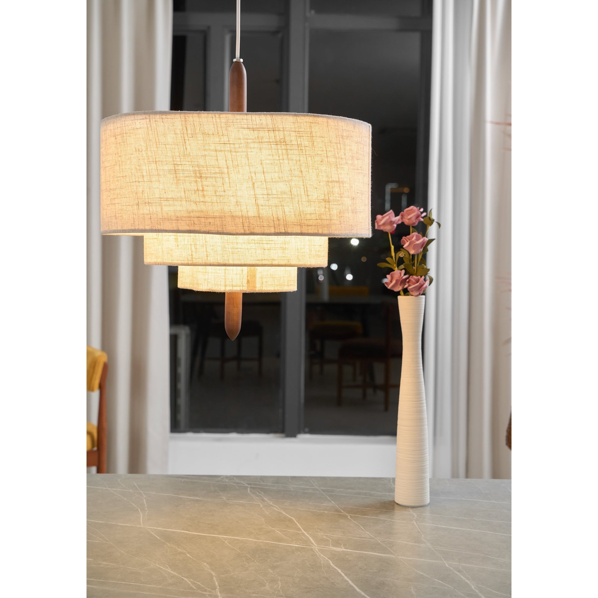 Altheus Stoff Premium Nordisch Kiesel Pendelleuchte-Letslighting