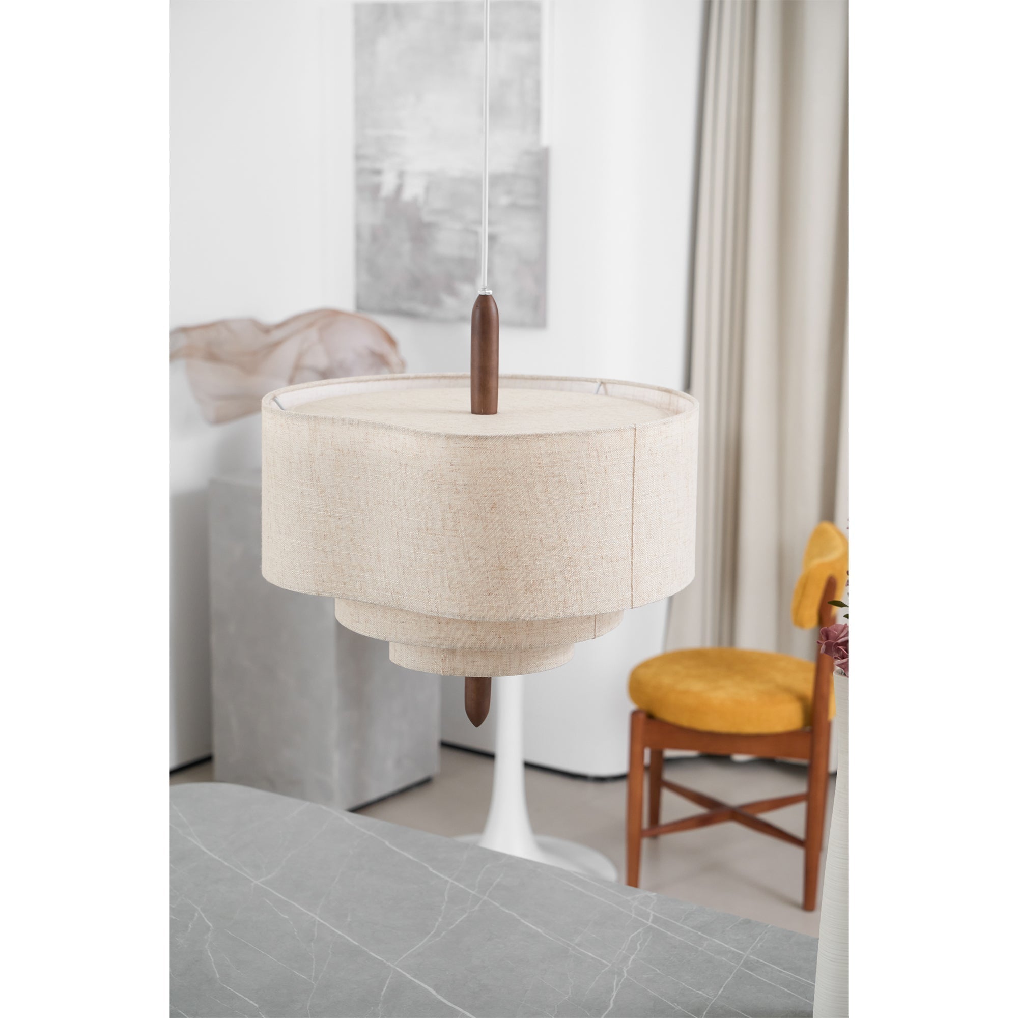 Altheus Stoff Premium Nordisch Kiesel Pendelleuchte-Letslighting