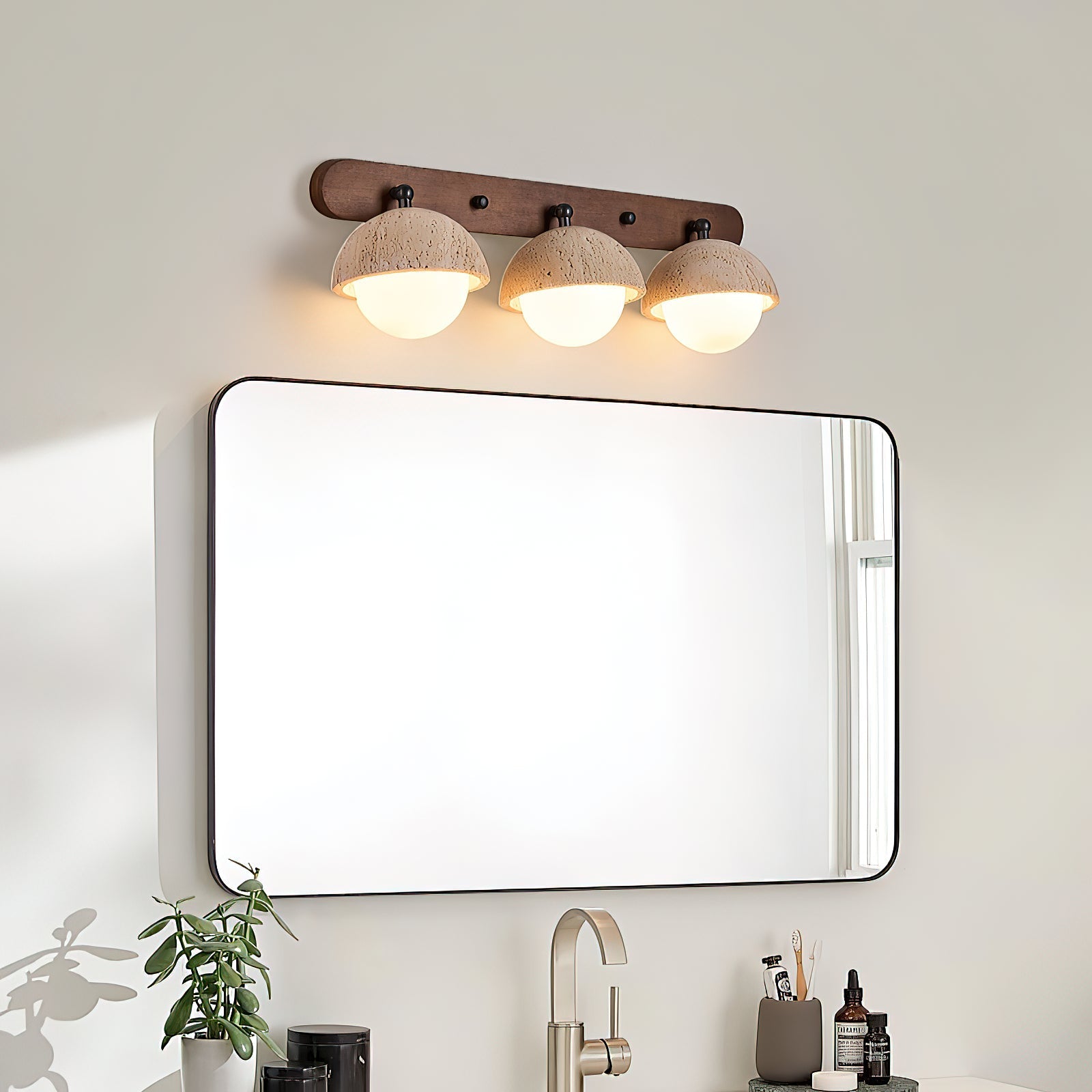 Vodora Modern Minimalist Wood Travertine Wall Sconce Wall Lamp - Letslighting