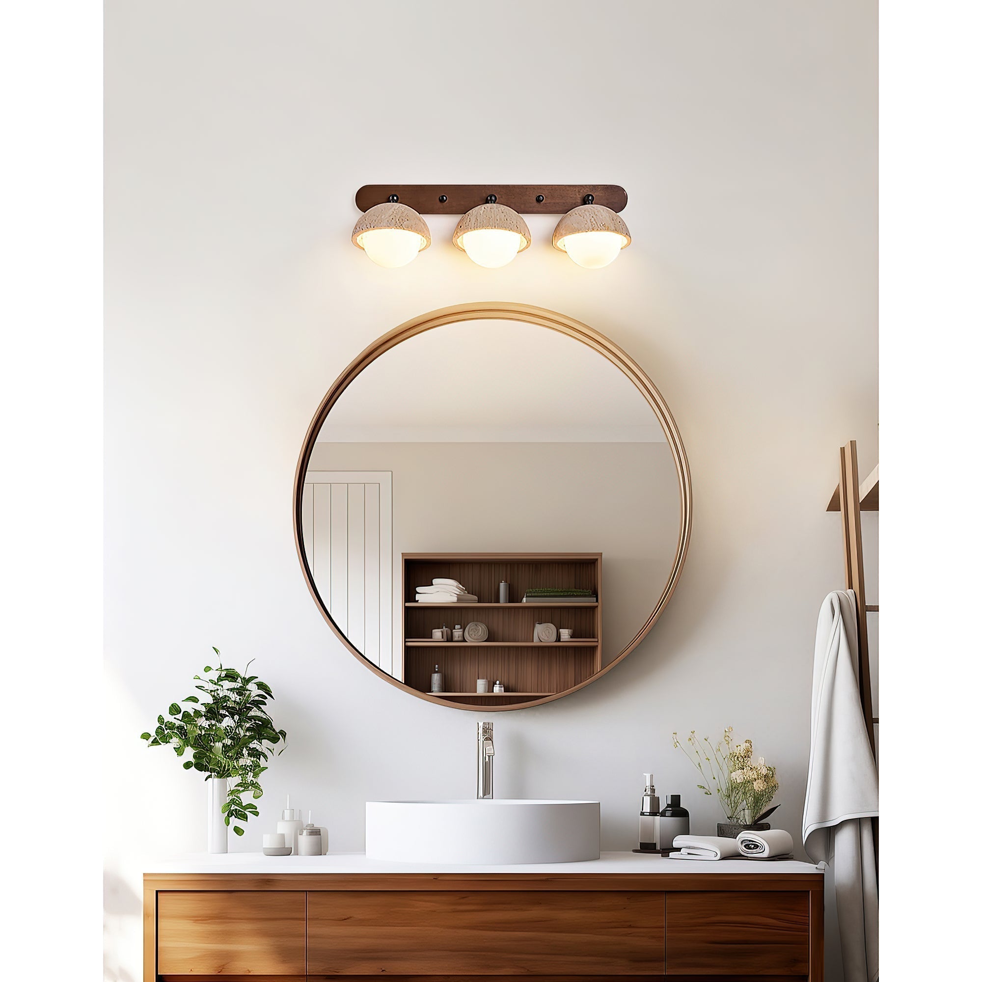 Vodora Modern Minimalist Wood Travertine Wall Sconce Wall Lamp - Letslighting