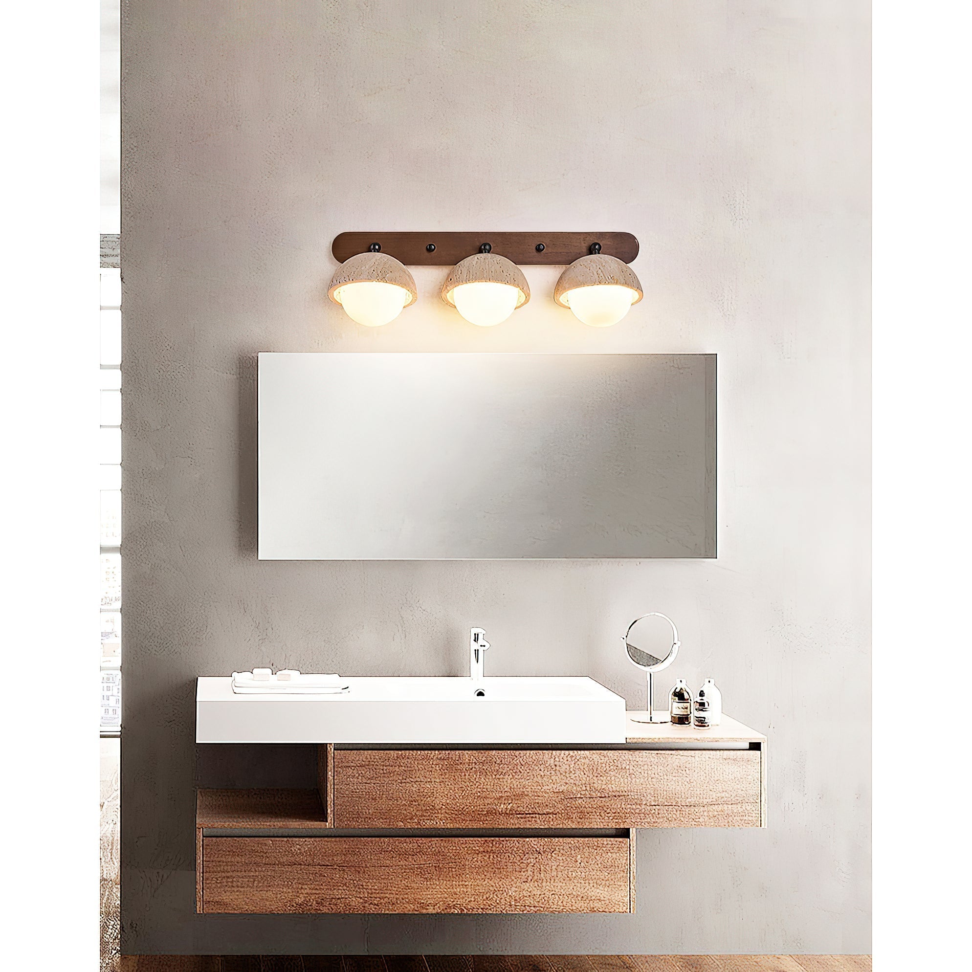 Vodora Modern Minimalist Wood Travertine Wall Sconce Wall Lamp - Letslighting