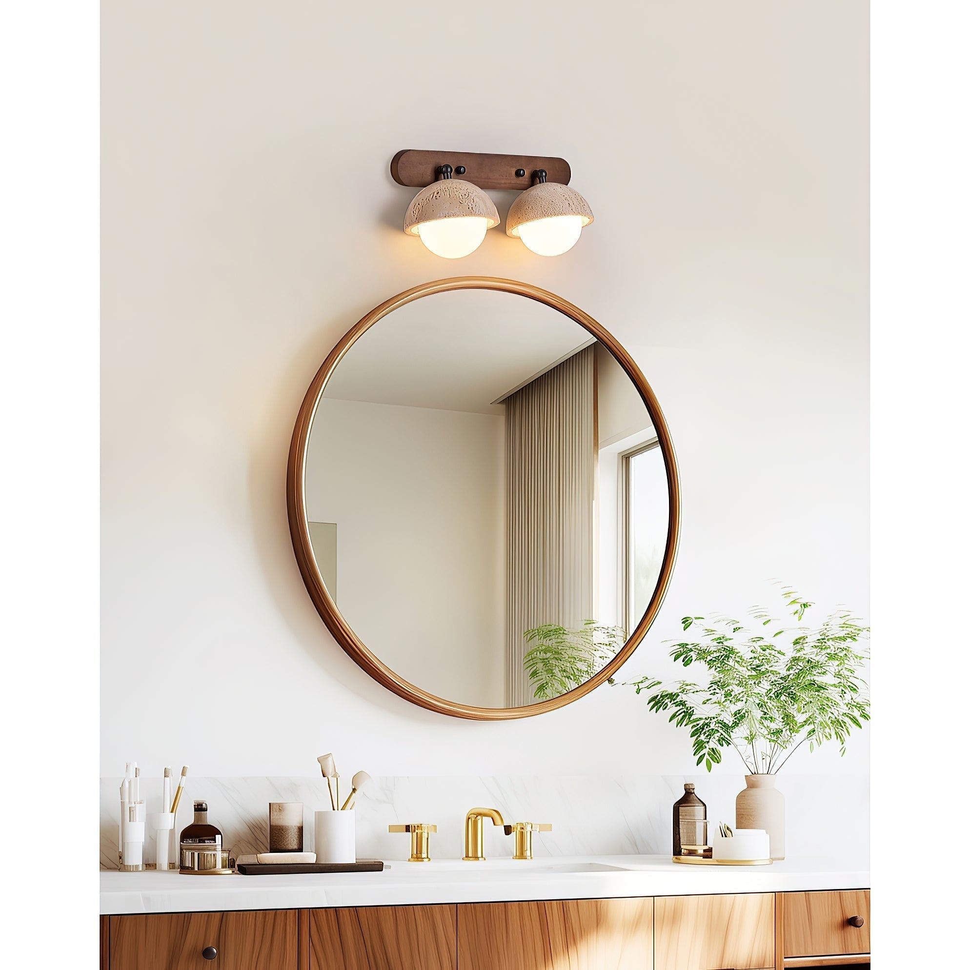 Vodora Modern Minimalist Wood Travertine Wall Sconce Wall Lamp - Letslighting