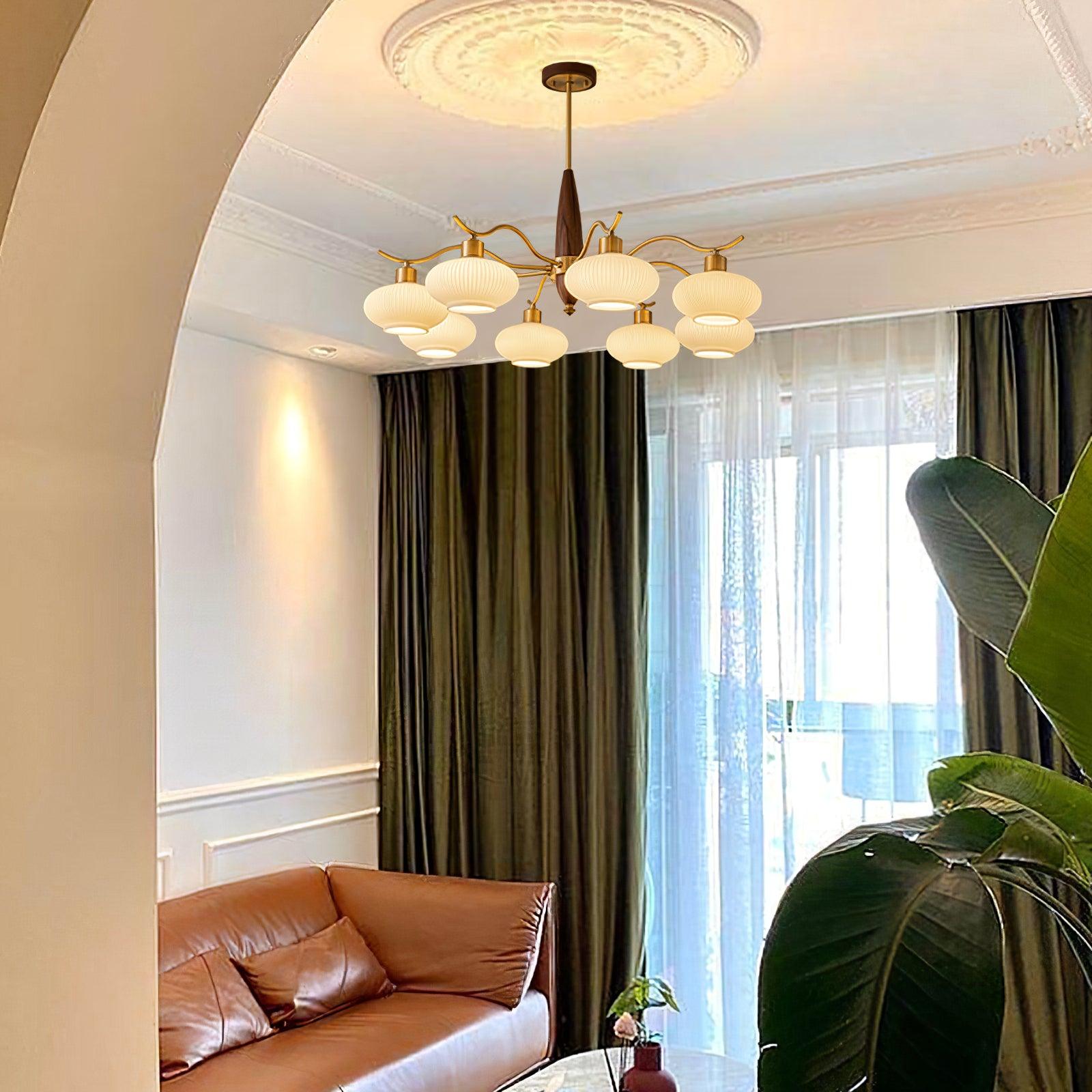 Cavien Messing Walnuss Kronleuchter-Letslighting