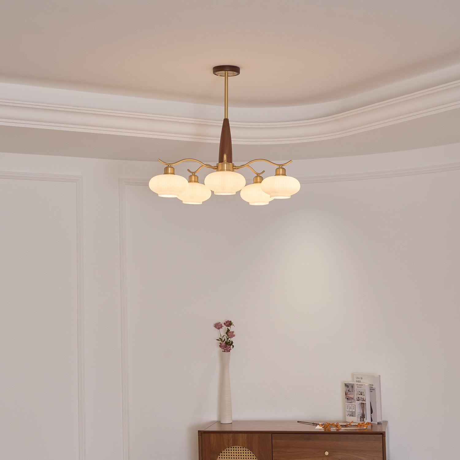 Cavien Messing Walnuss Kronleuchter-Letslighting