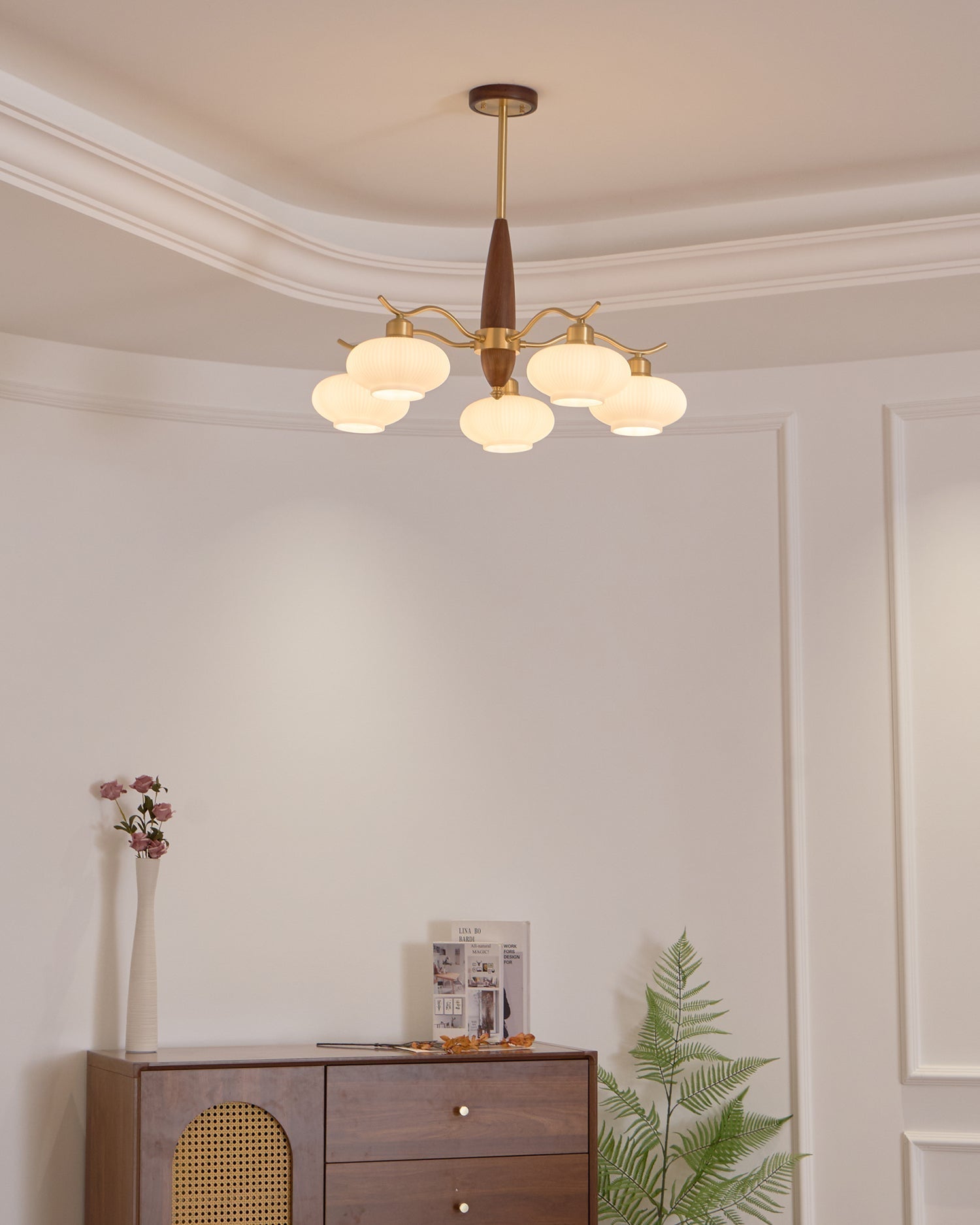Cavien Messing Walnuss Kronleuchter-Letslighting