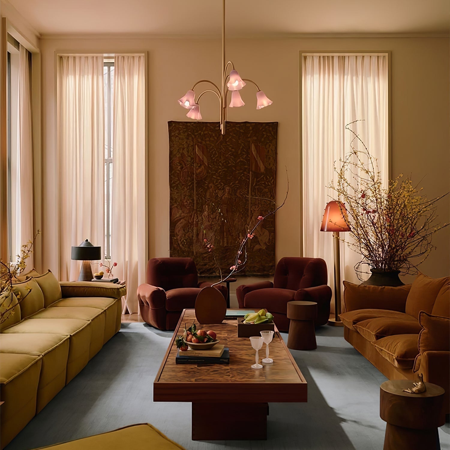 Aurora Chandelier Blossom Petal Glass Arms - Neutralighting