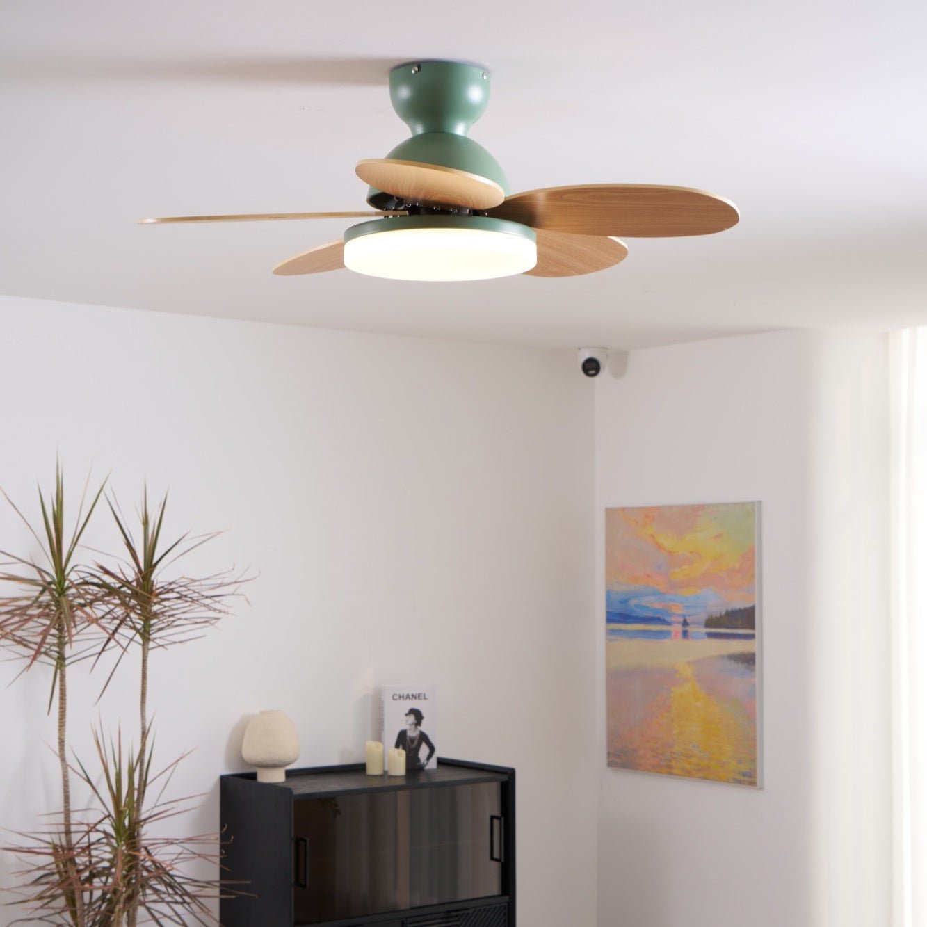 Liora Bunter Glas-Deckenventilator mit Beleuchtung für Kinderzimmer, Größe Ø 90cm Option