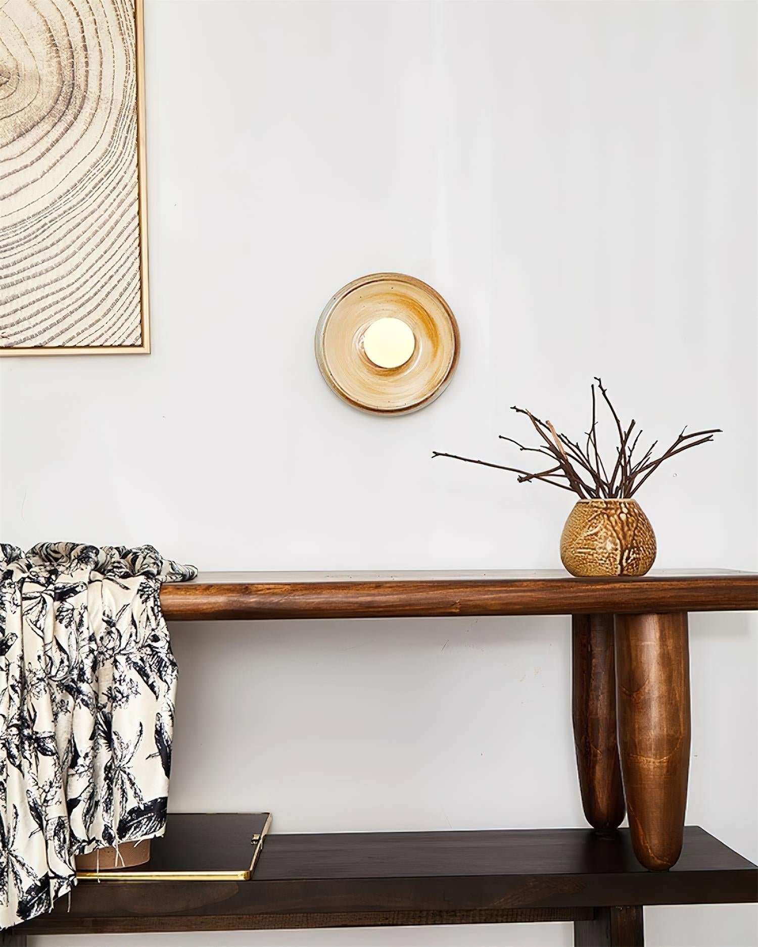 Wall Lamp Ceramic Orbit Disc with Glass Globe Entryway Modern - Letslighting