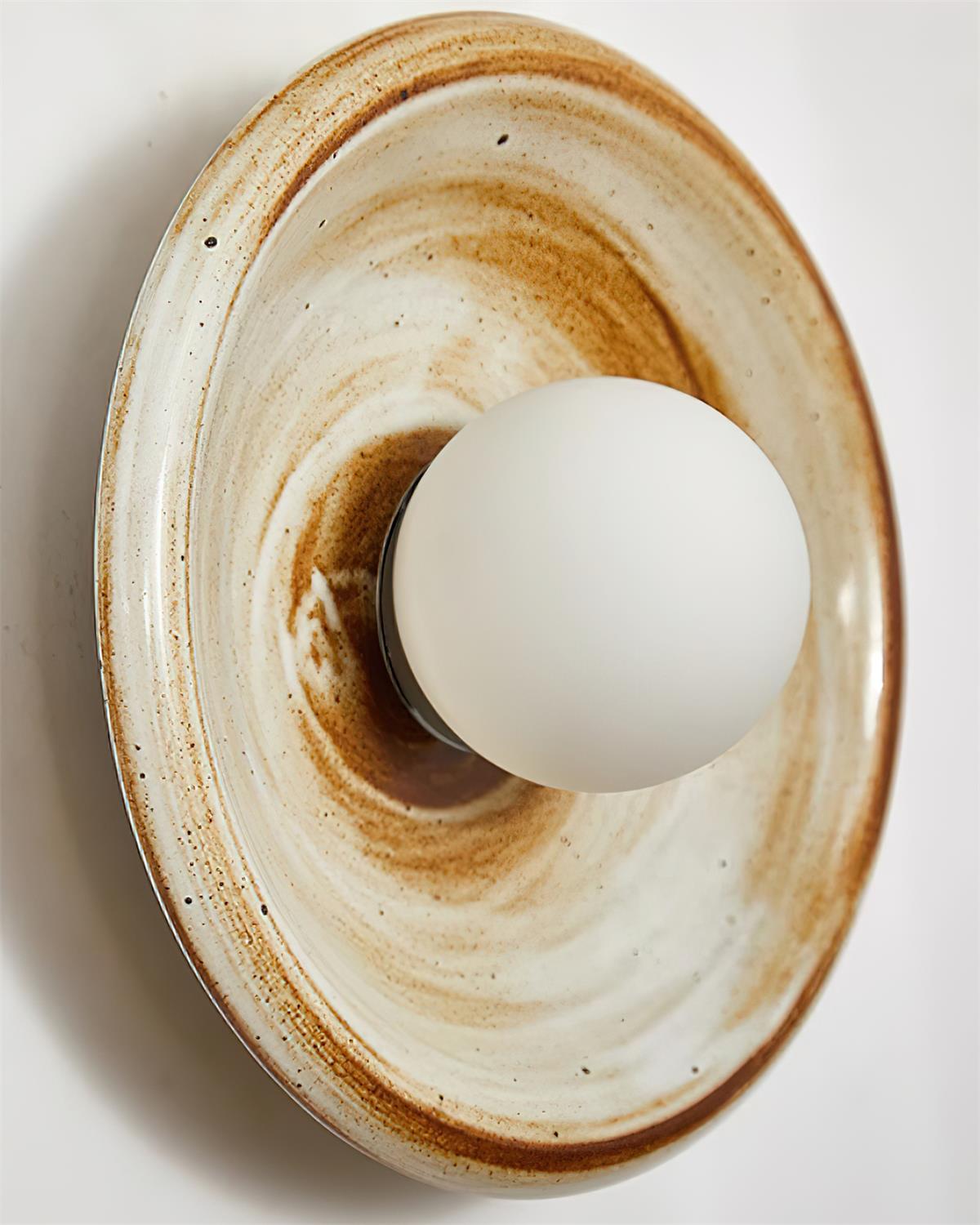 Wall Lamp Ceramic Orbit Disc with Glass Globe Entryway Modern - Letslighting