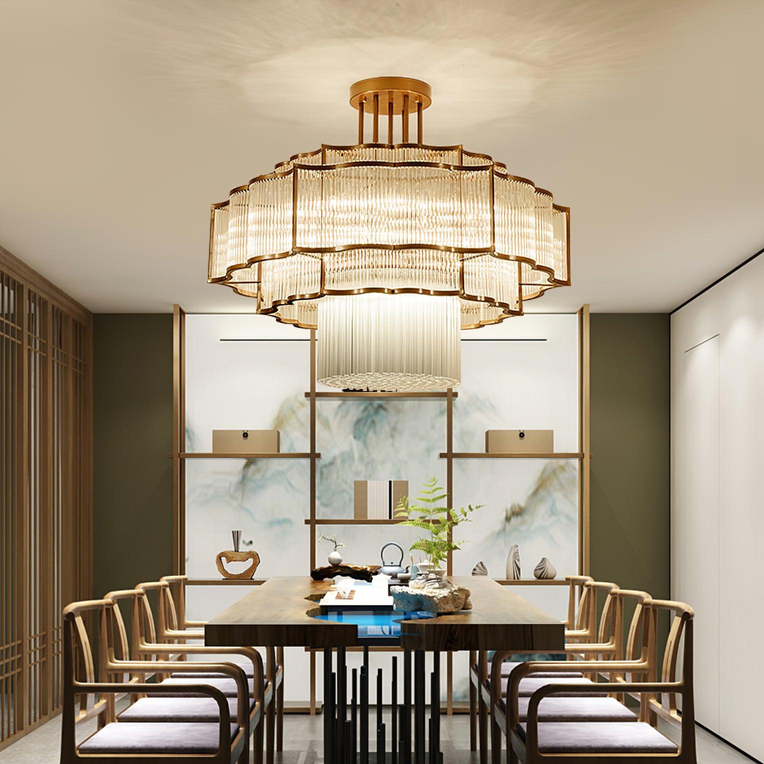 Lustra Kronleuchter Gold Schwarz Glas-Letslighting