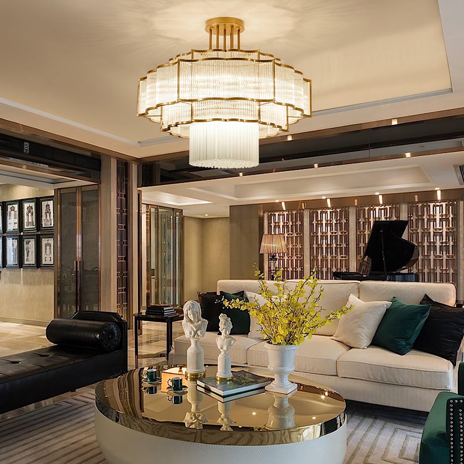 Lustra Kronleuchter Gold Schwarz Glas-Letslighting