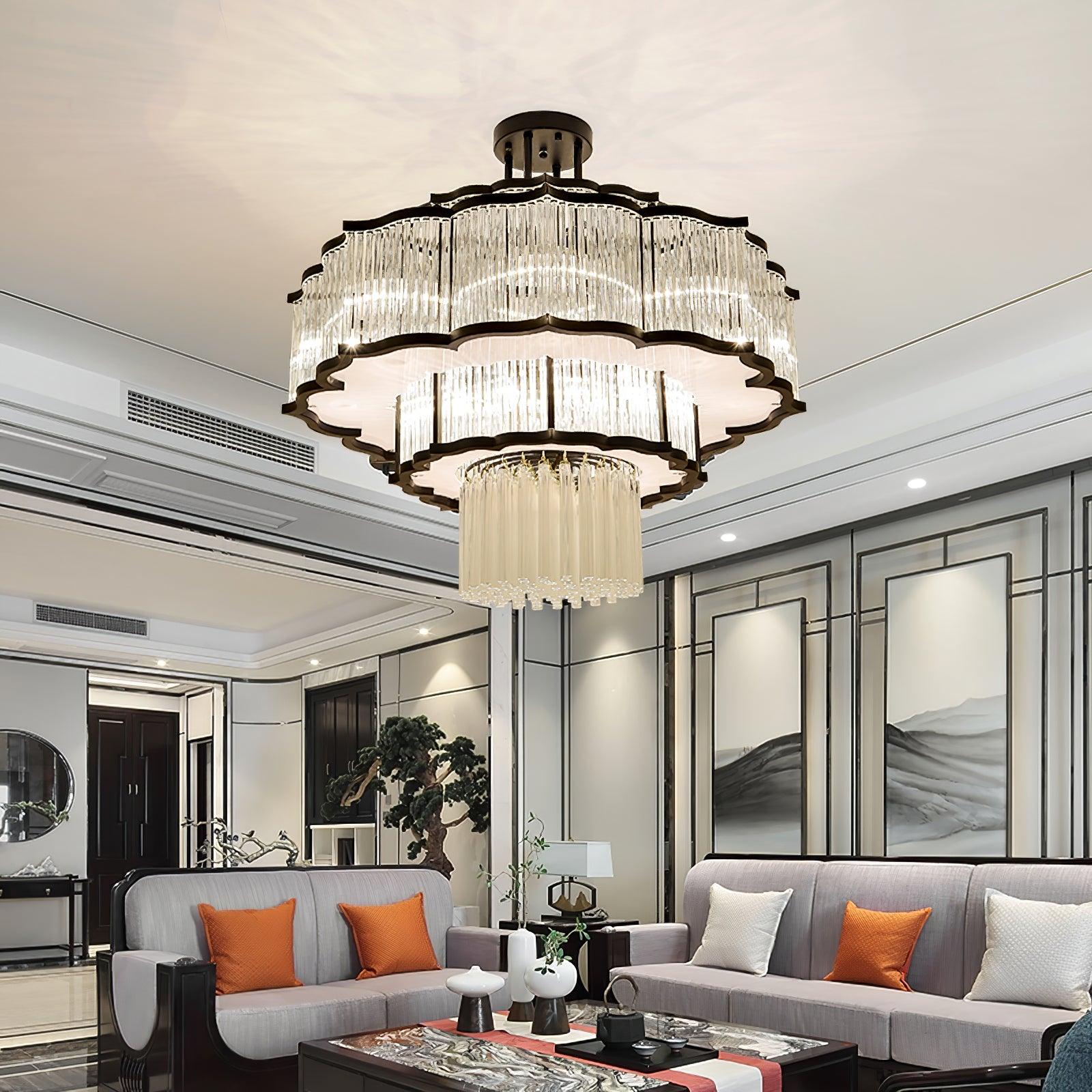 Lustra Kronleuchter Gold Schwarz Glas-Letslighting