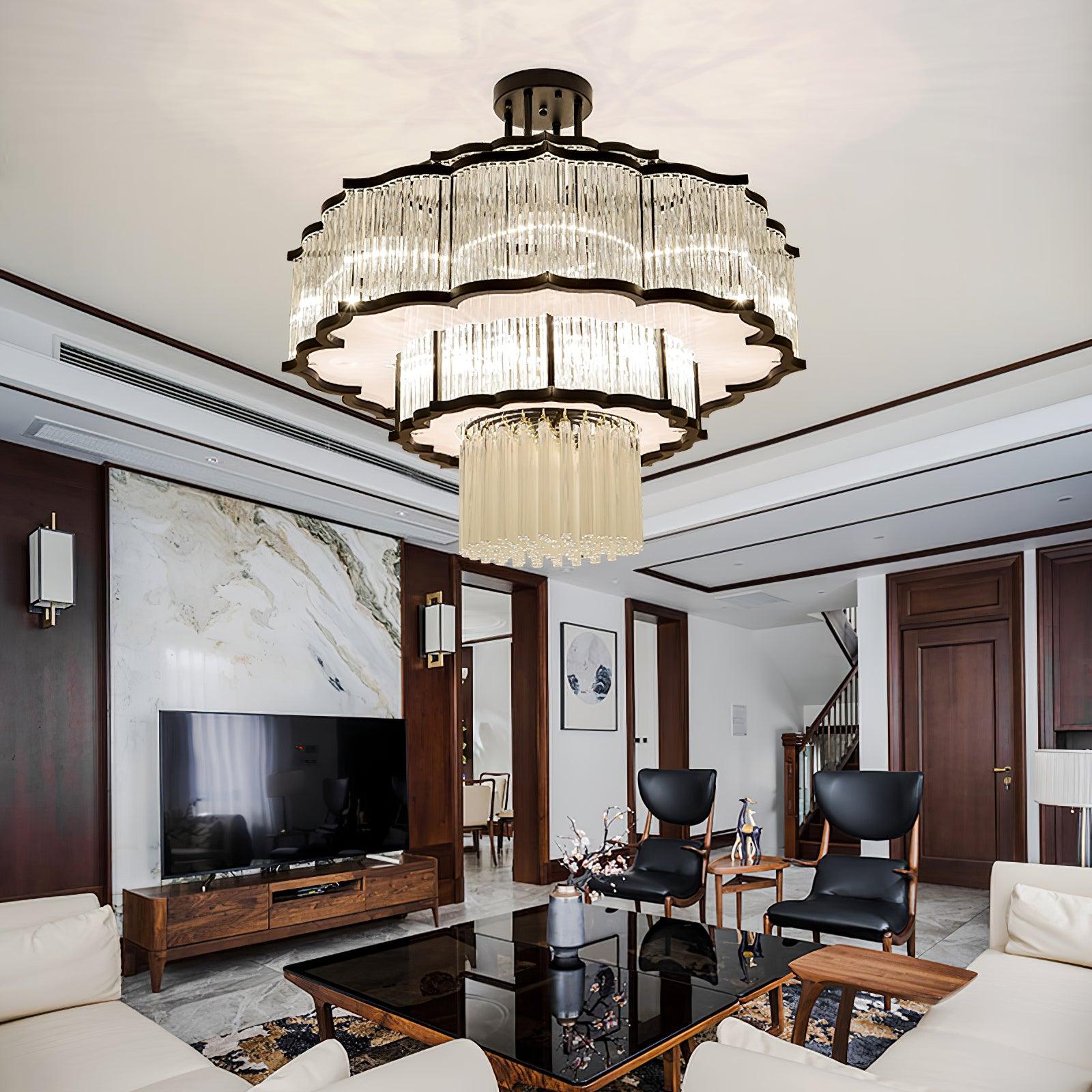 Lustra Kronleuchter Gold Schwarz Glas-Letslighting