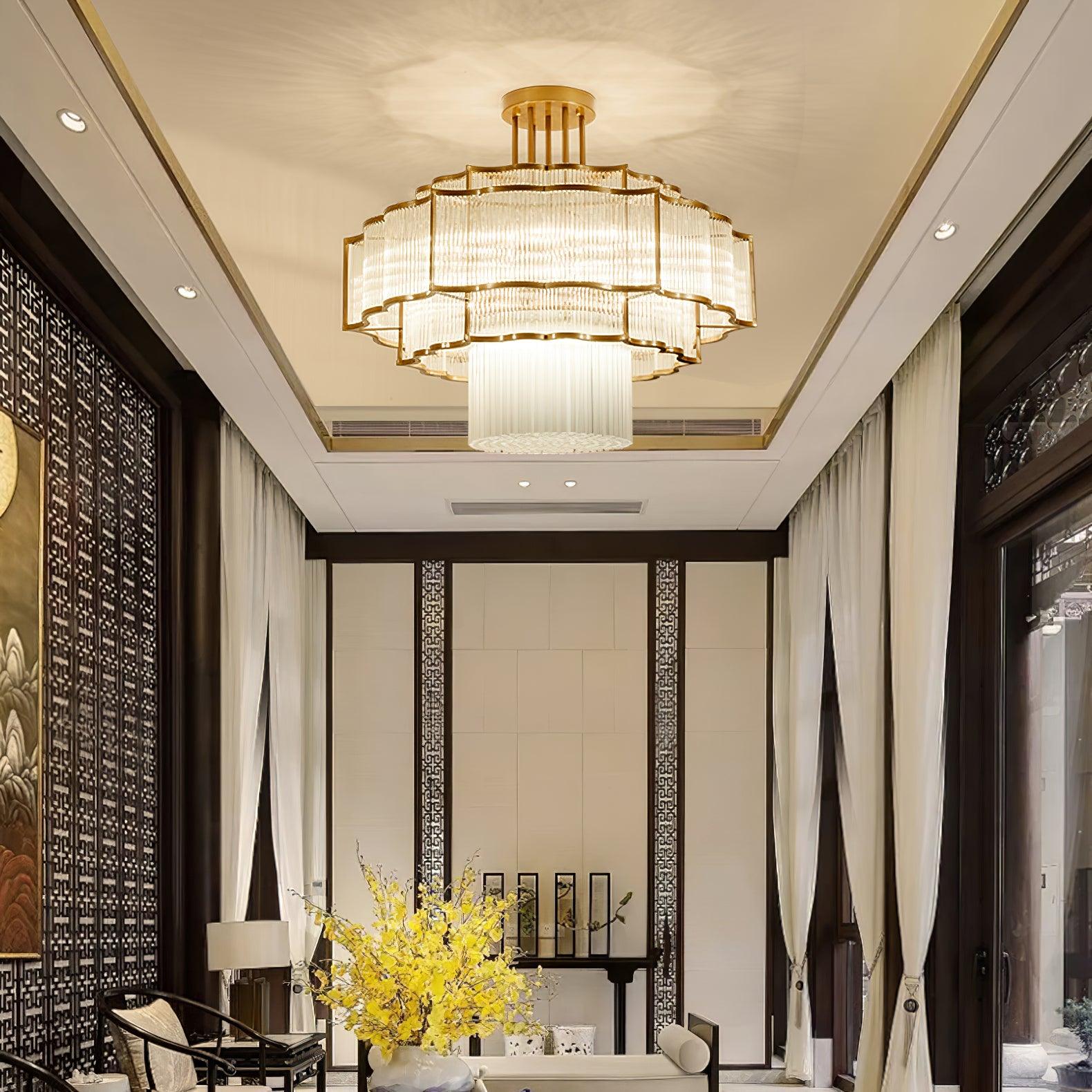 Lustra Kronleuchter Gold Schwarz Glas-Letslighting
