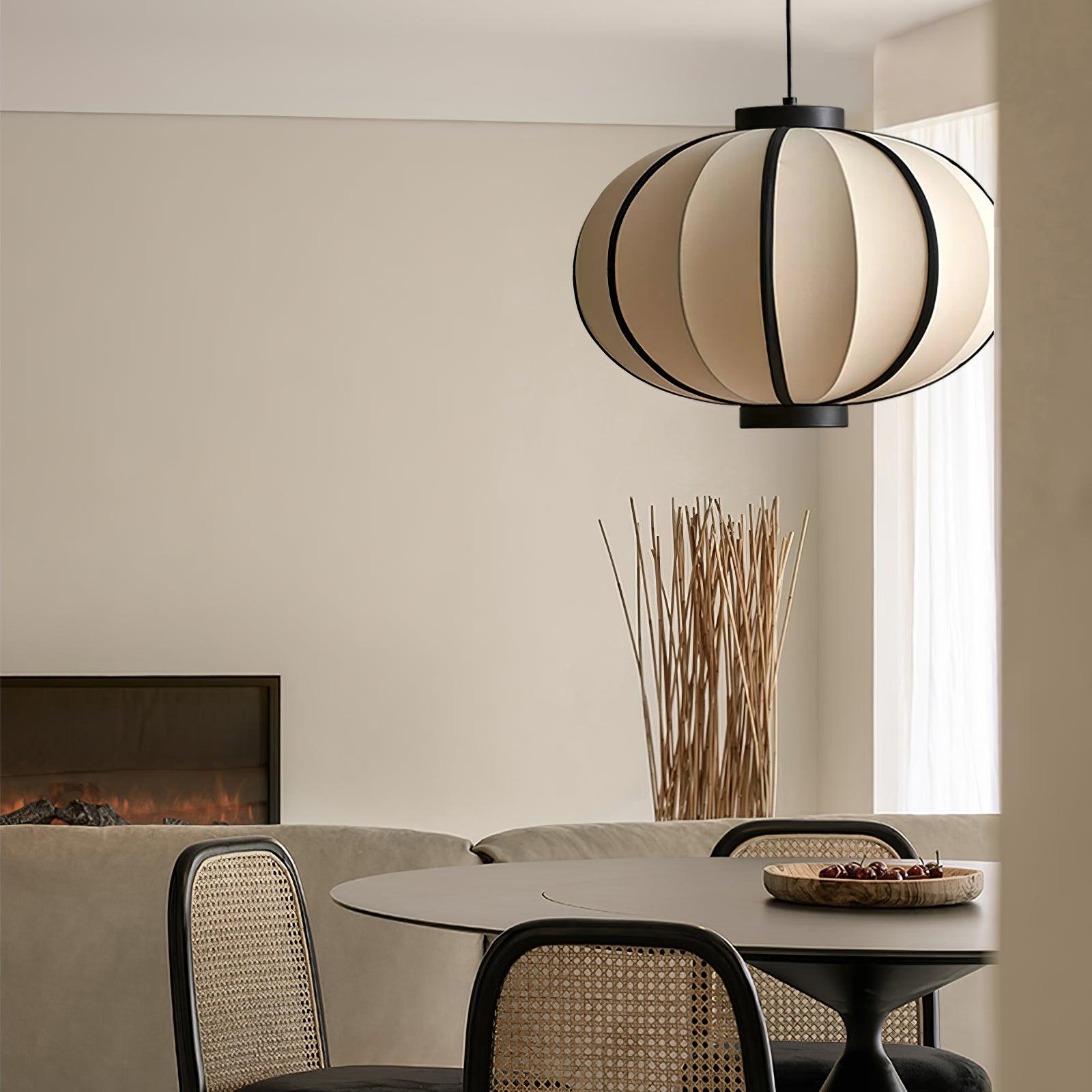 Pendelleuchte Stoff Lampion Schirm Metallrahmen Vintage-Letslighting
