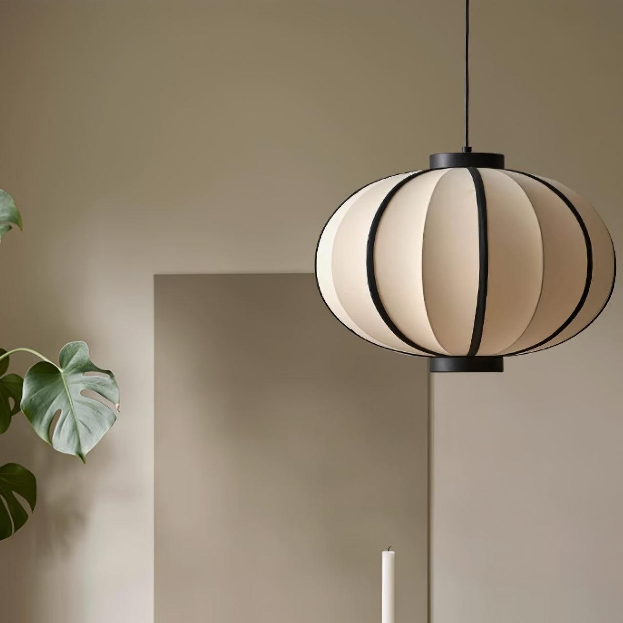 Pendelleuchte Stoff Lampion Schirm Metallrahmen Vintage-Letslighting
