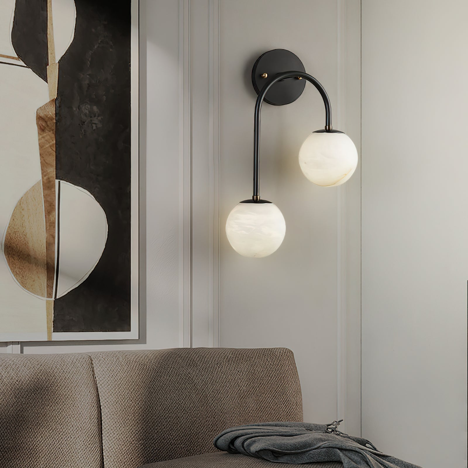 Elthaila Modern Minimalist Brass Alabaster Wall Lamp - Letslighting