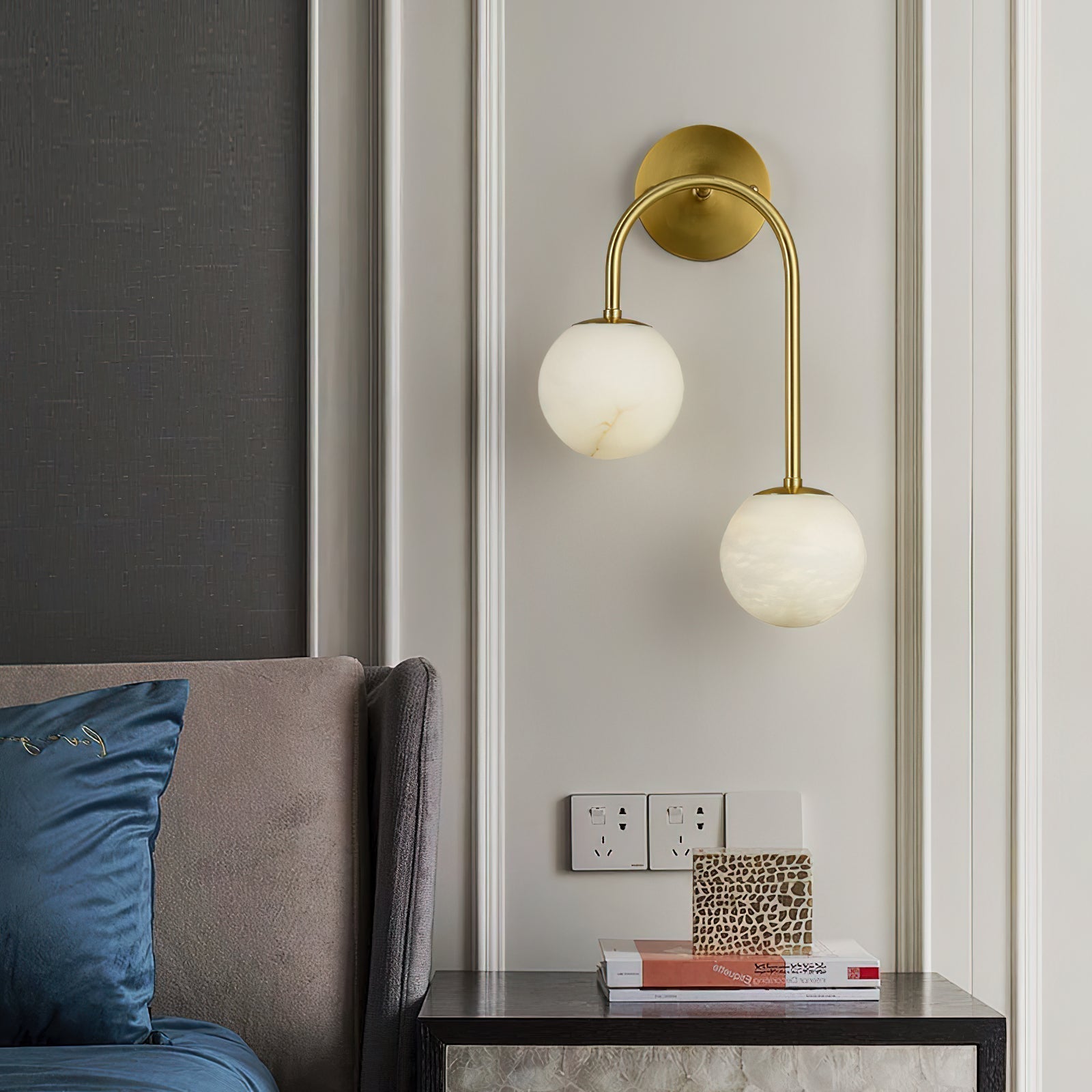 Elthaila Modern Minimalist Brass Alabaster Wall Lamp - Letslighting