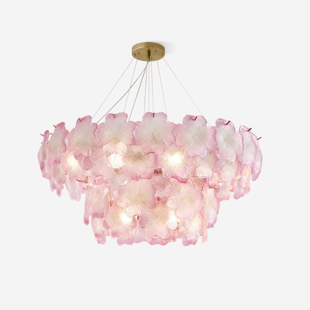 Ophelis Pink Flower Glass Chandelier - Letslighting