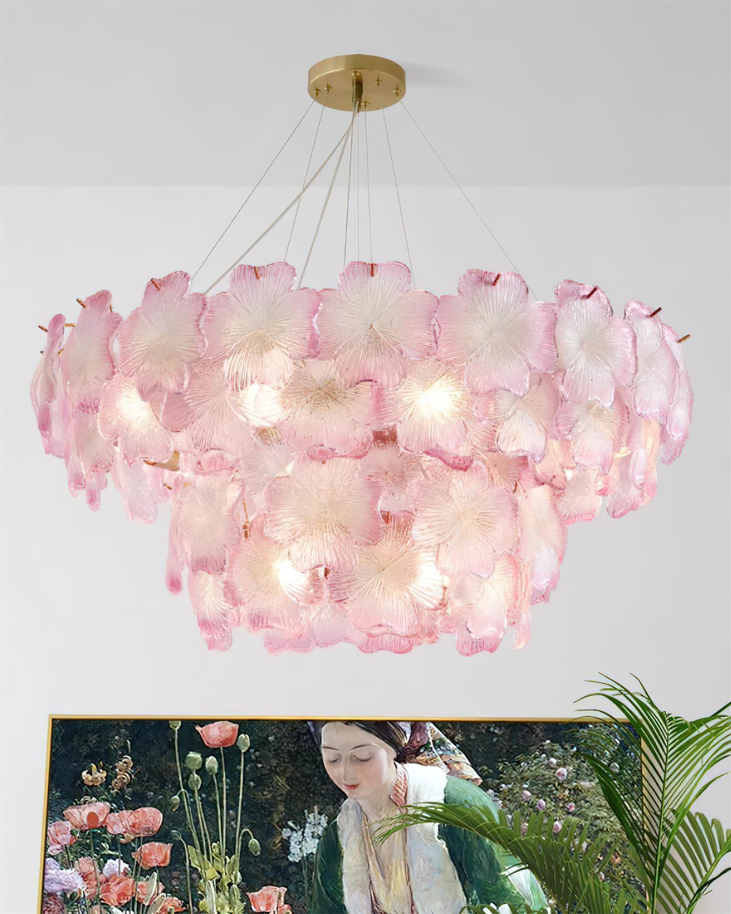 Ophelis Pink Flower Glass Chandelier - Letslighting
