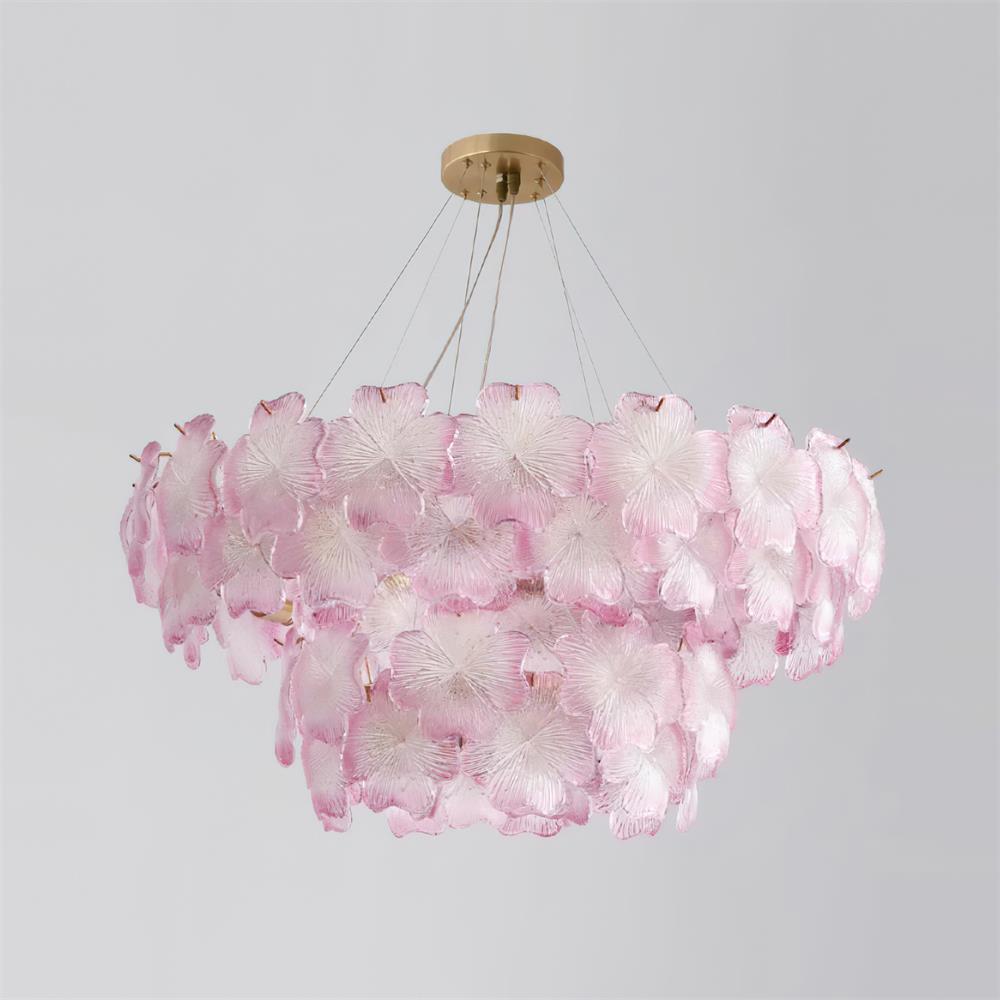 Ophelis Pink Flower Glass Chandelier - Letslighting