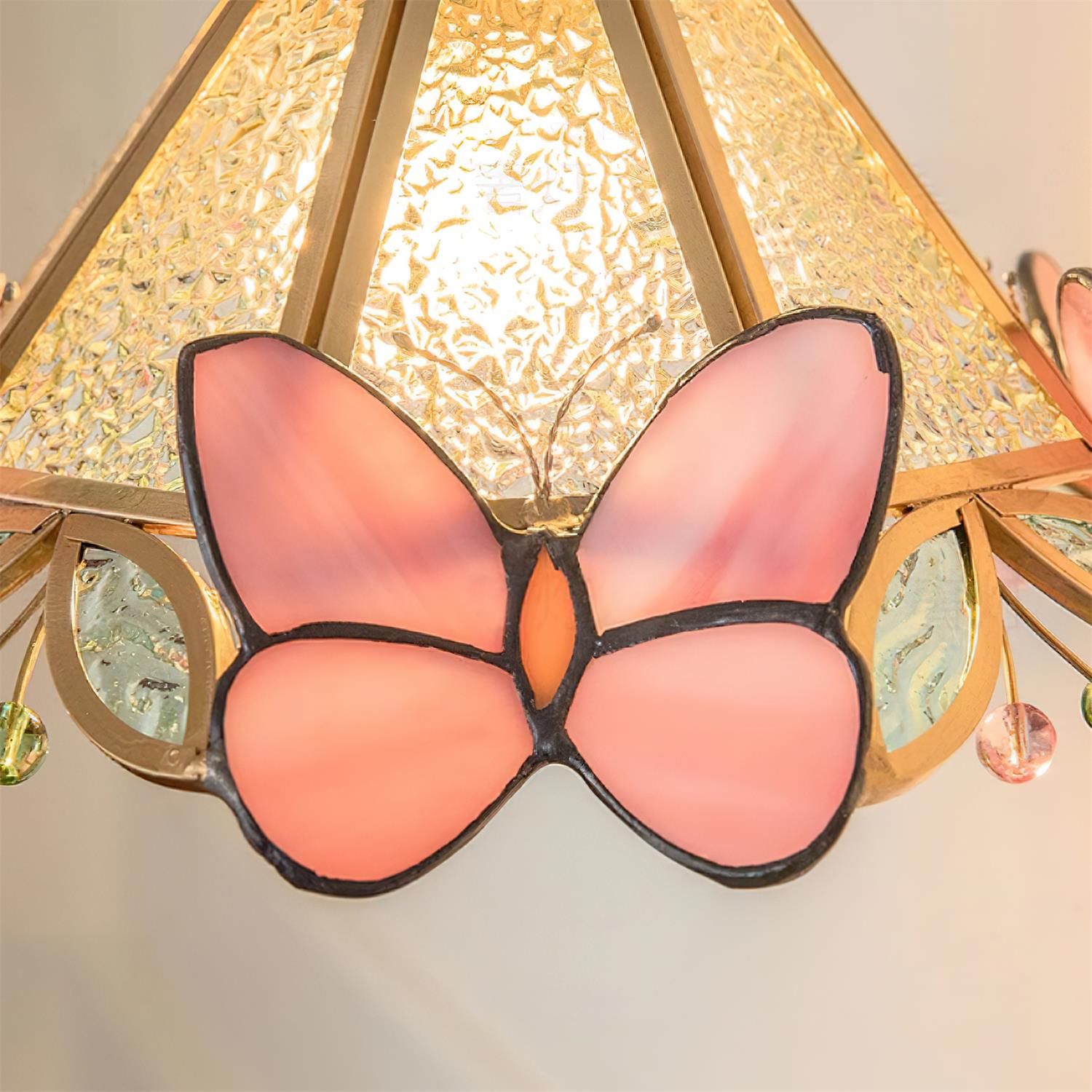 Pendelleuchte Schmetterling Buntglas Vintage-Letslighting