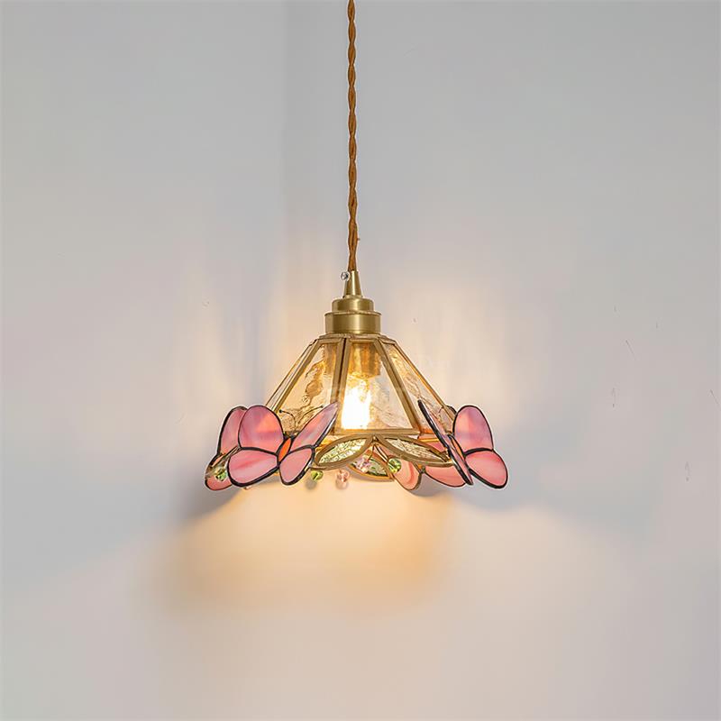Pendelleuchte Schmetterling Buntglas Vintage-Letslighting